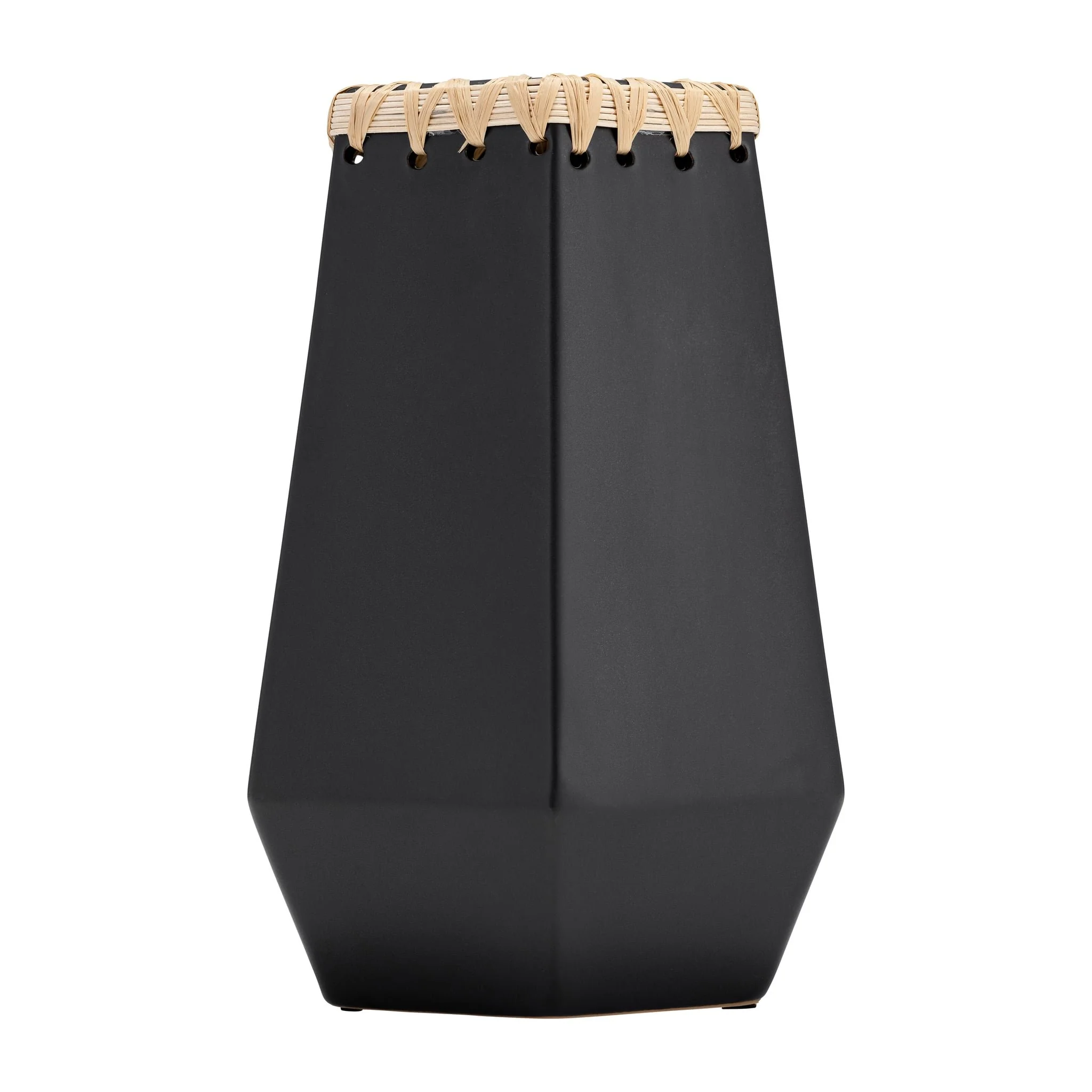 Cer, 11"h Vase W/ Weaving, Black - Image 3