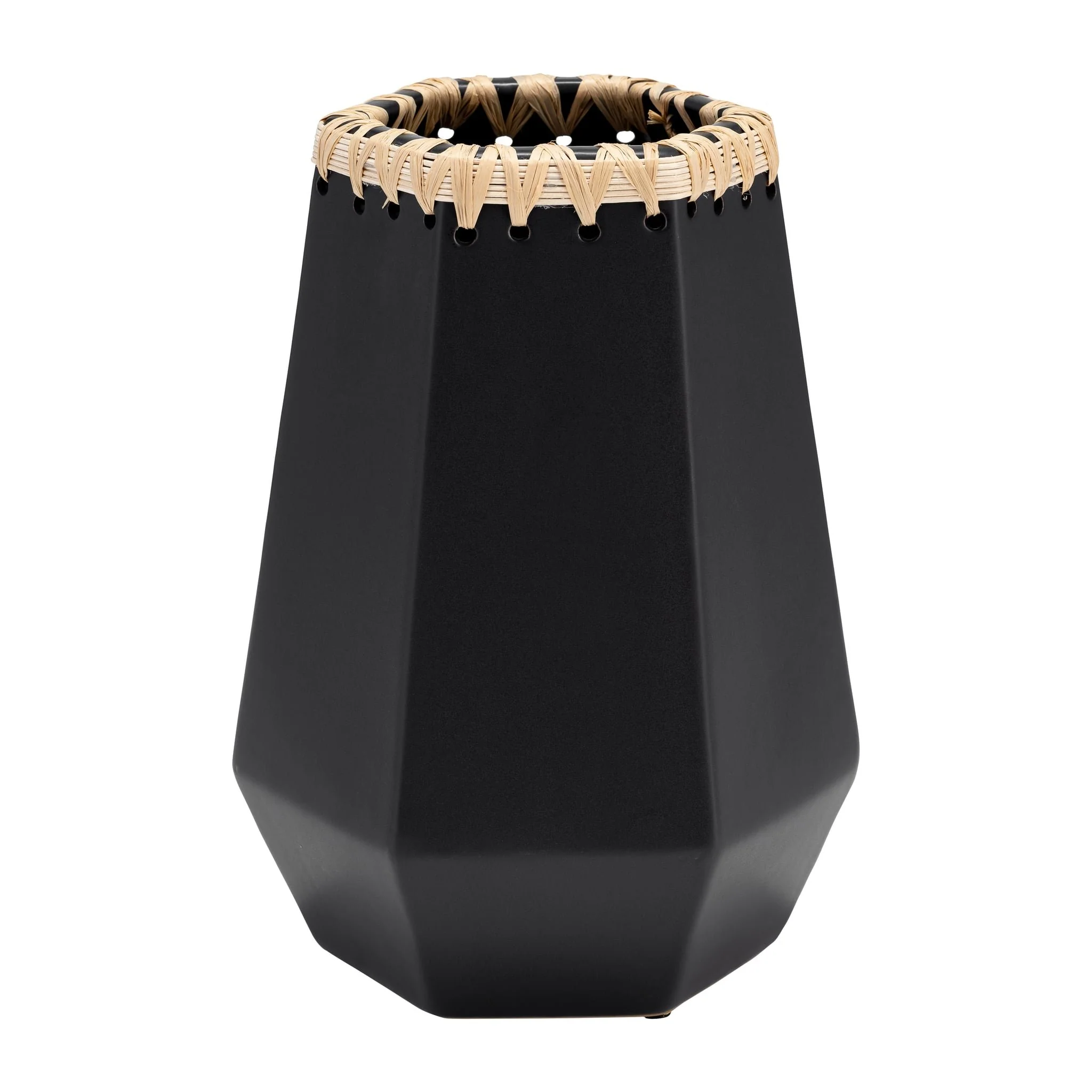 Cer, 11"h Vase W/ Weaving, Black - Image 4