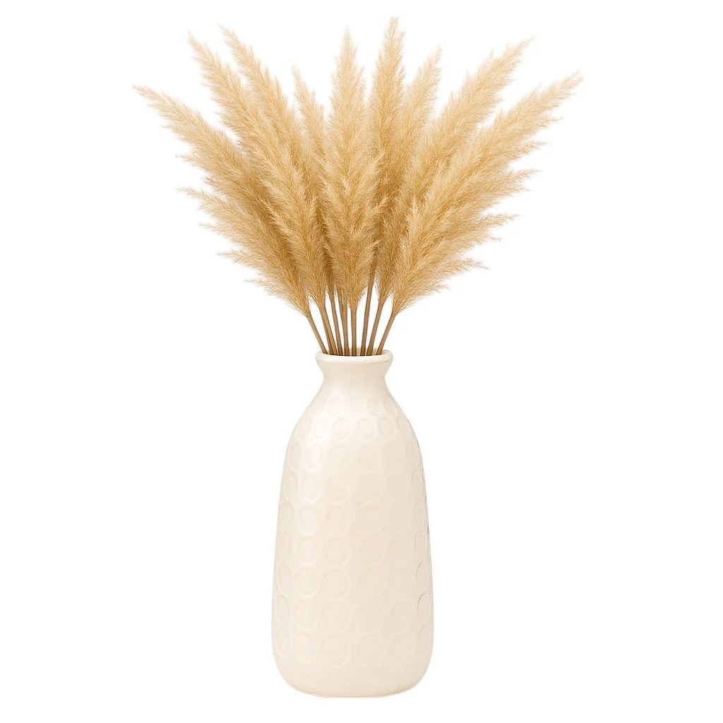 Cer, 12" Circles Vase, Beige - Image 2