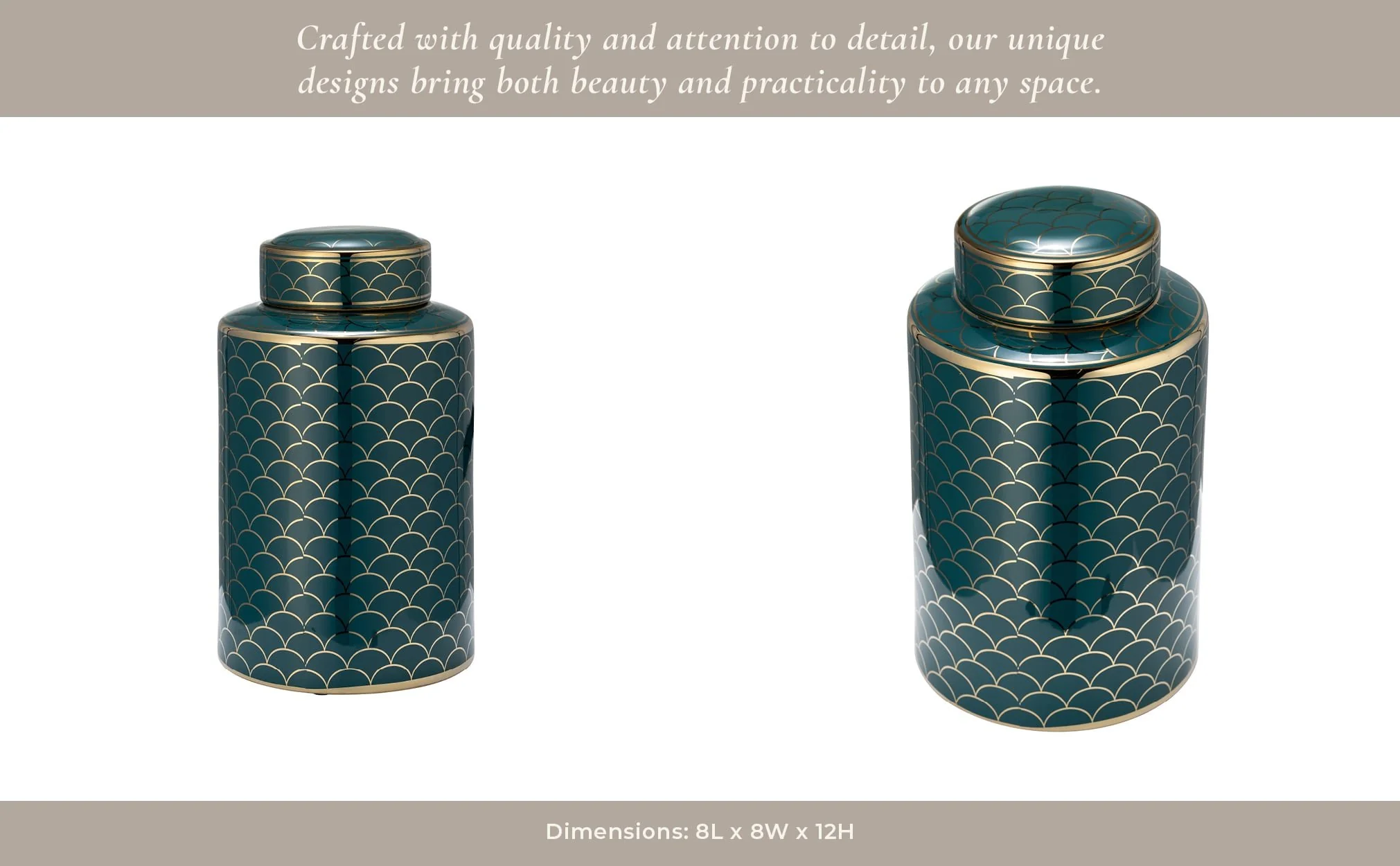 Cer, 12" Crackle Jar W/ Lid, Gold - Image 13