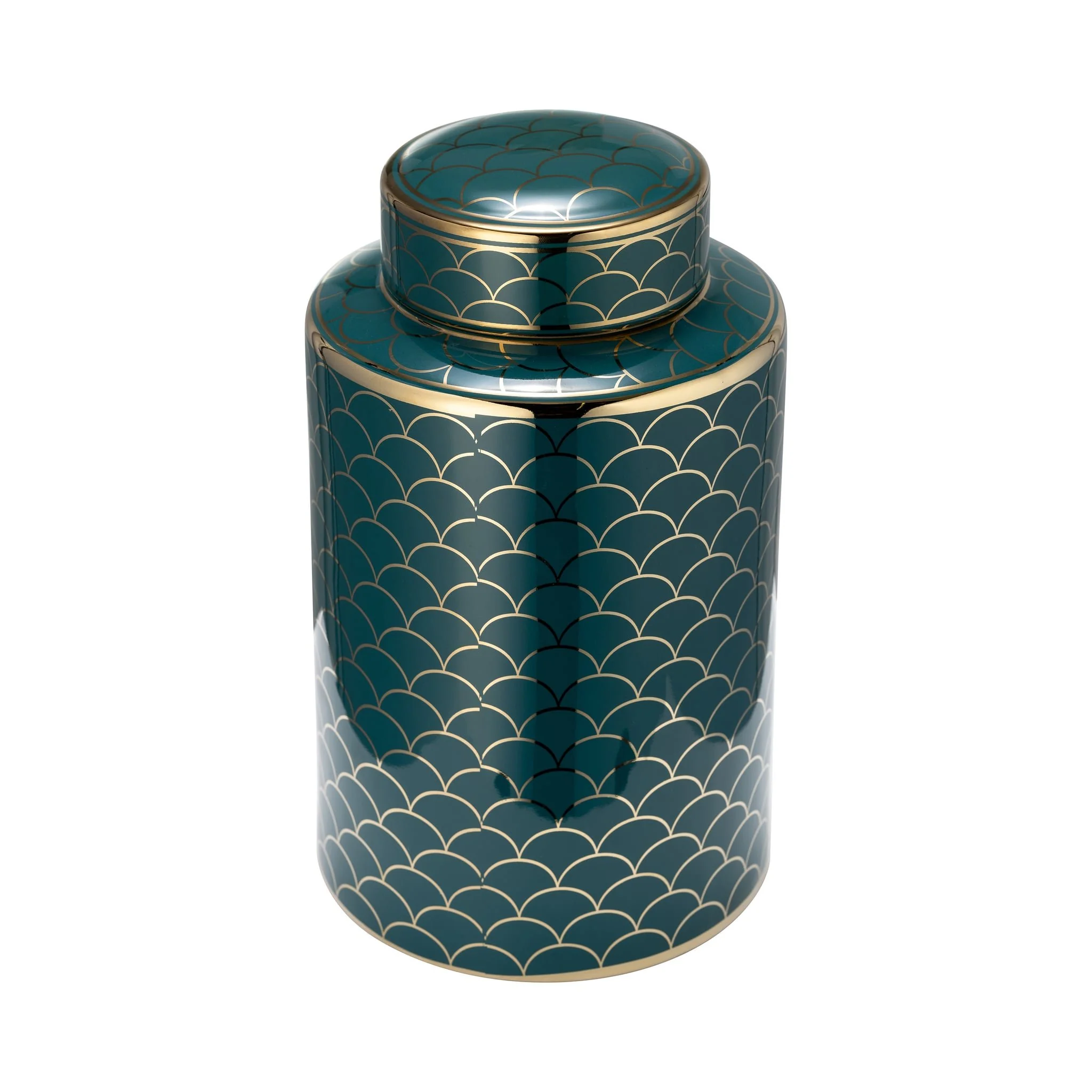 Cer, 12" Crackle Jar W/ Lid, Gold - Image 2