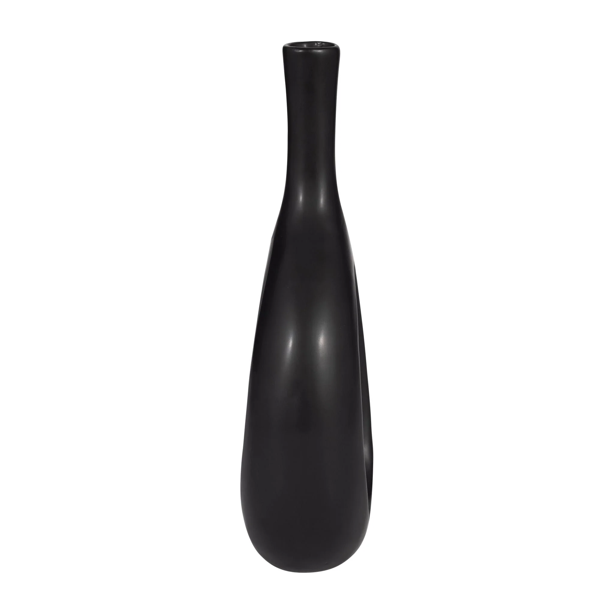 Cer, 12" Curved Open Cut Out Vase, Black - Image 3