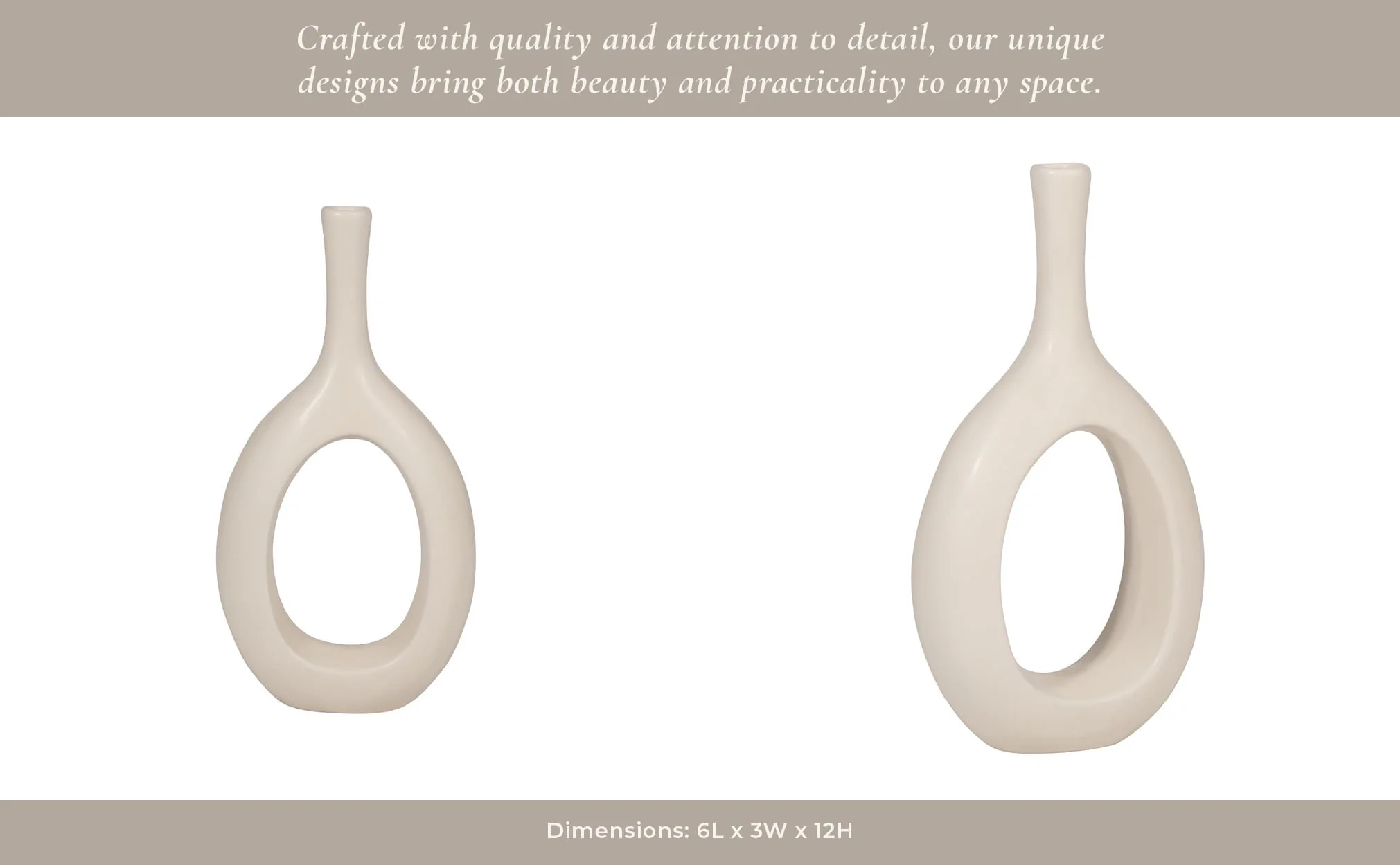 Cer, 12" Curved Open Cut Out Vase, Cotton - Image 13