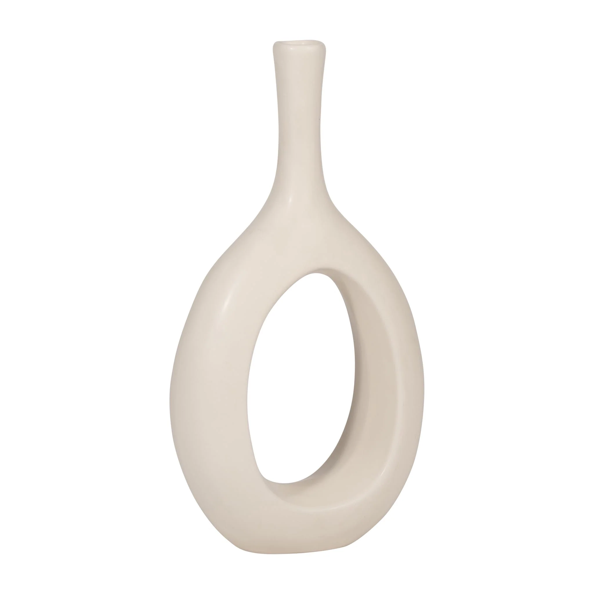 Cer, 12" Curved Open Cut Out Vase, Cotton - Image 3