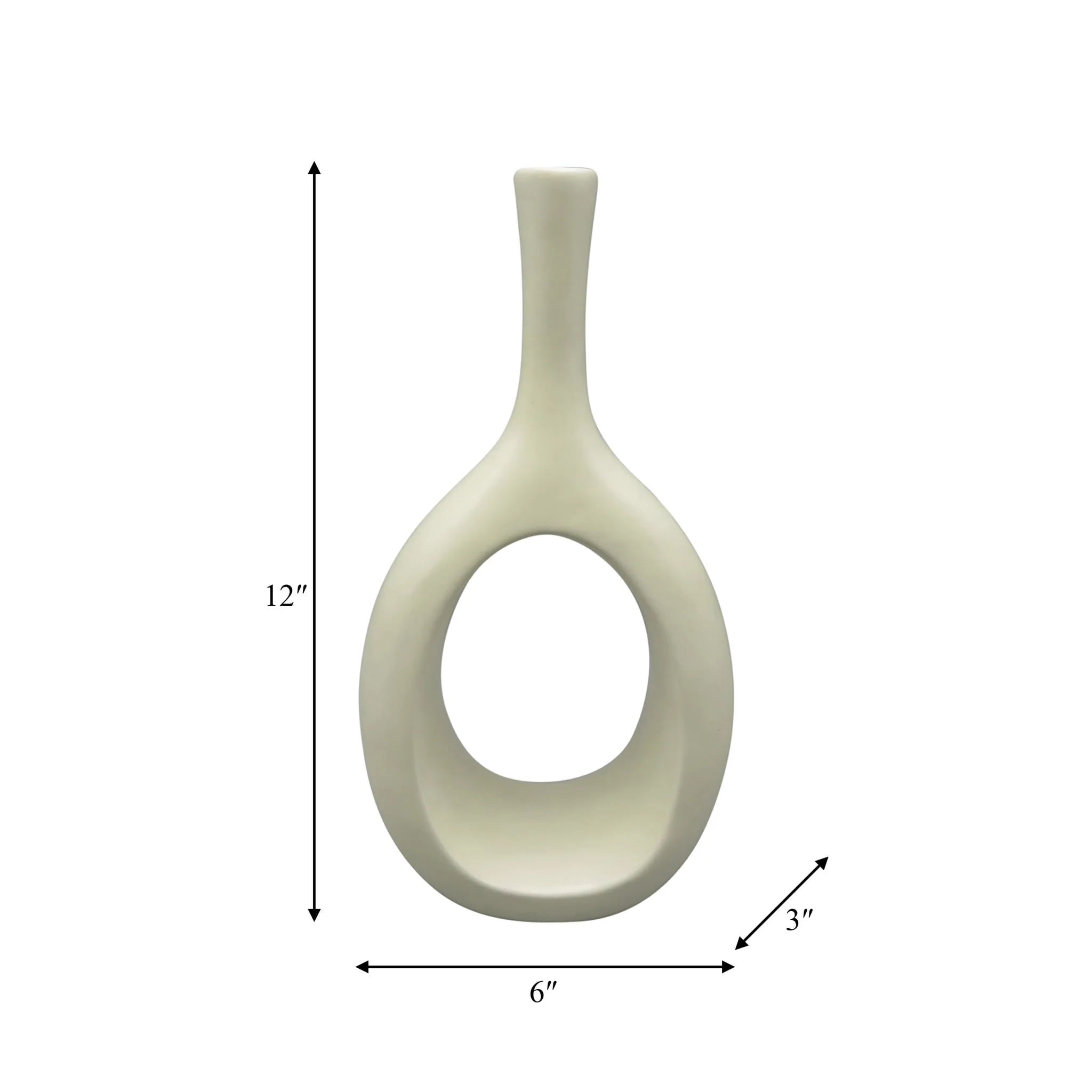 Cer, 12" Curved Open Cut Out Vase, Cotton - Image 8