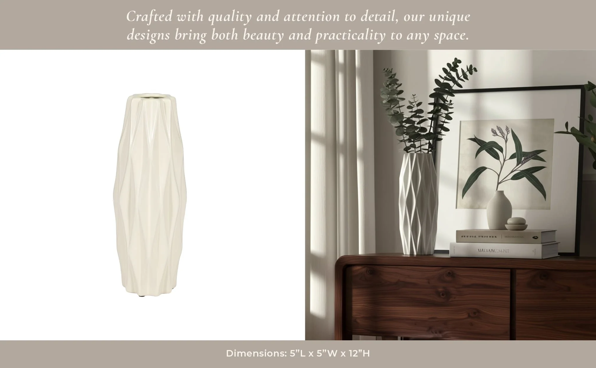Cer, 12" Flutter Vase, Cotton - Image 14