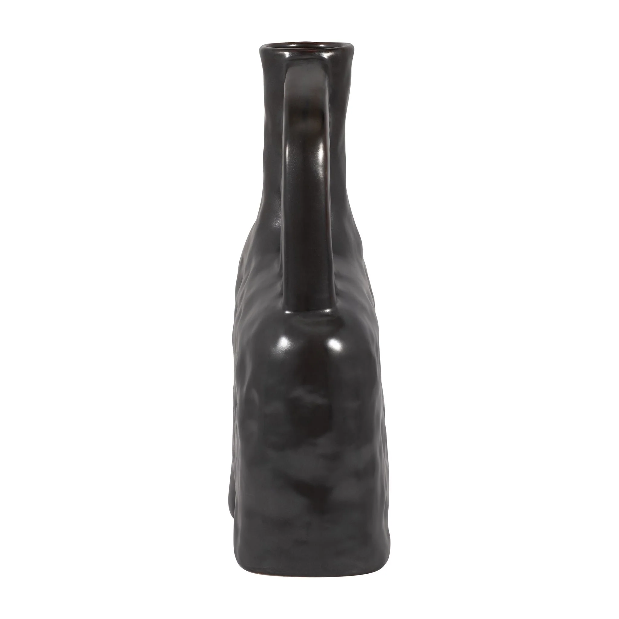 Cer, 12" Metallic Triple Handle Vase, Black - Image 4