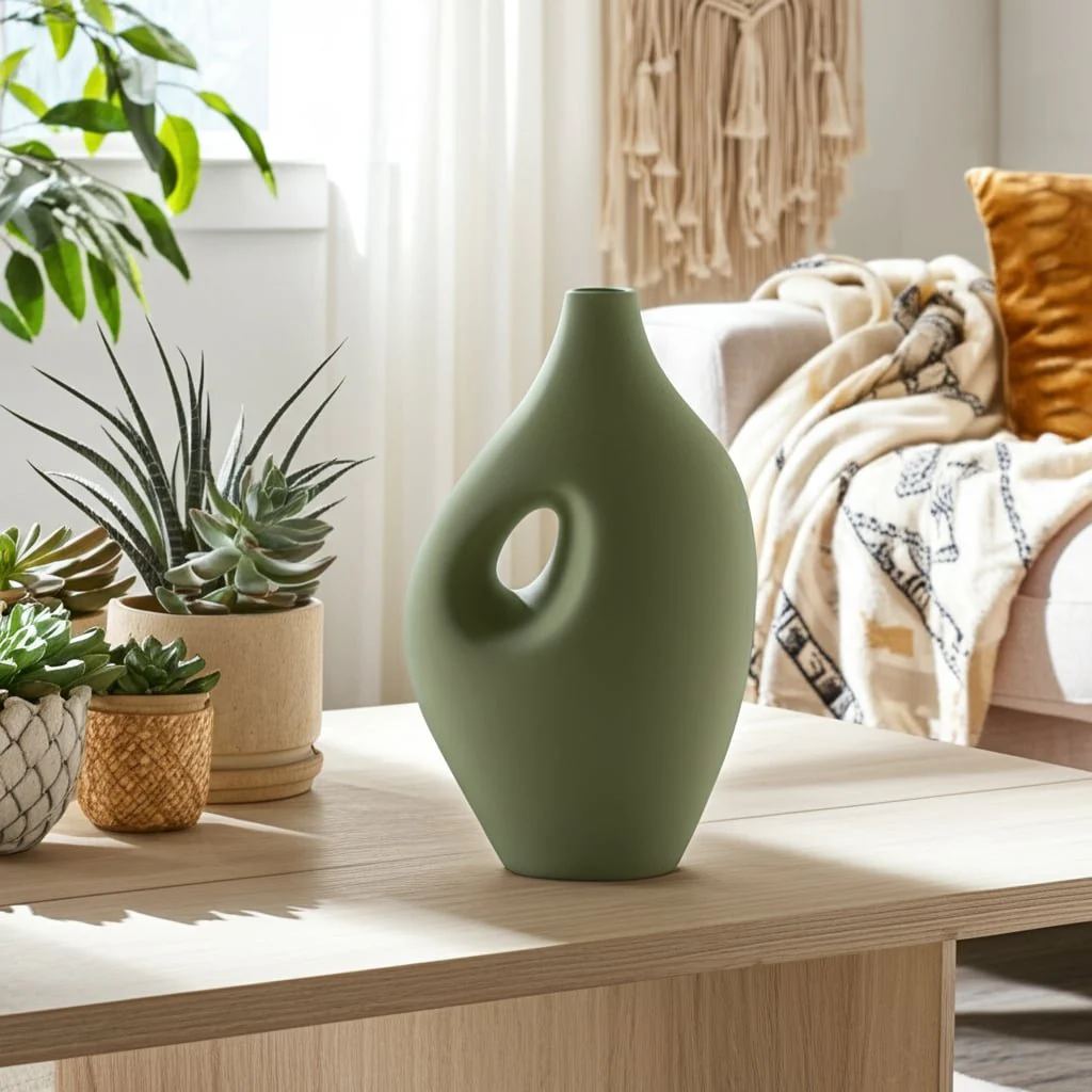 Cer, 12" Nomadic Handle Vase, Dark Sage - Image 11