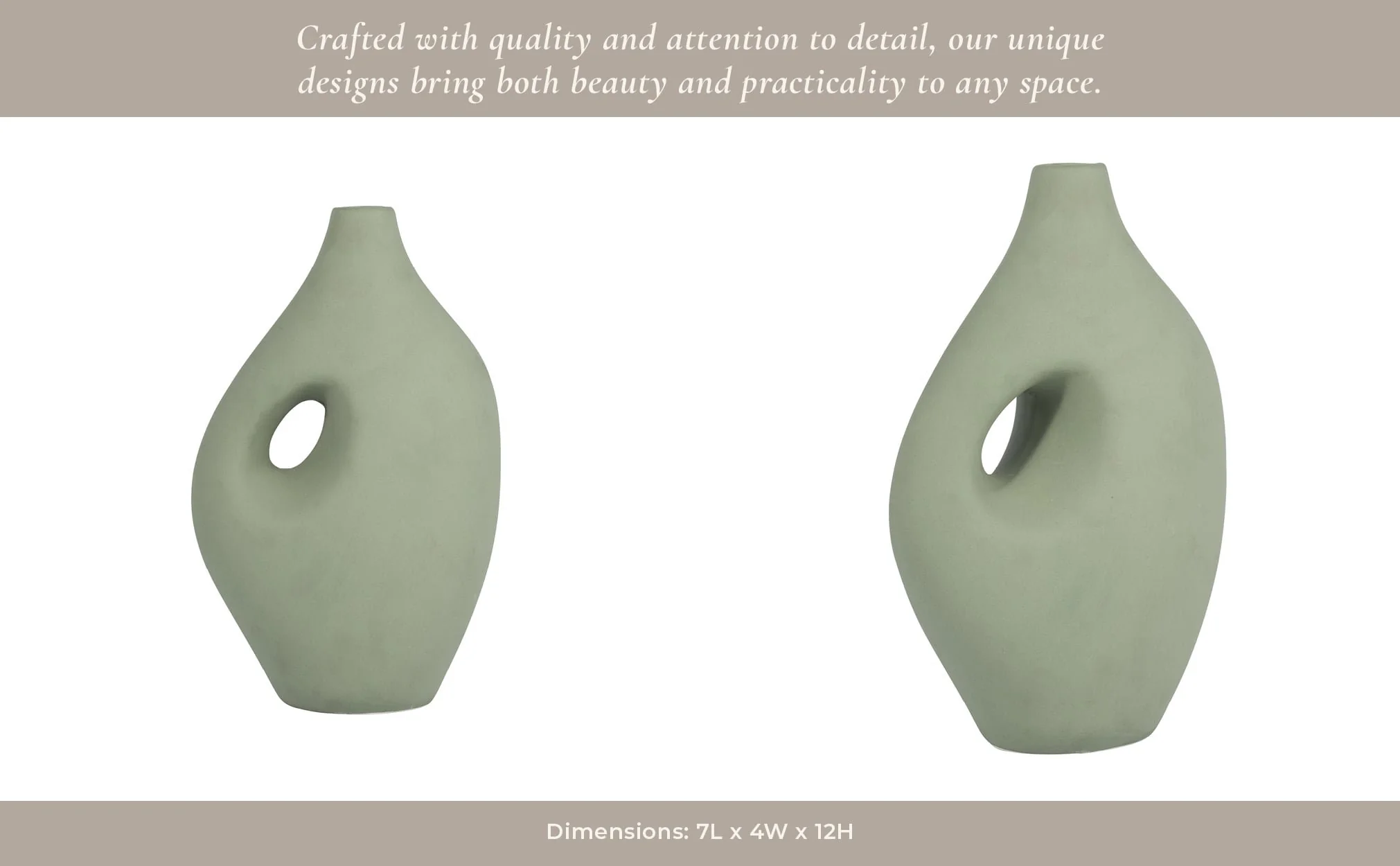 Cer, 12" Nomadic Handle Vase, Dark Sage - Image 12