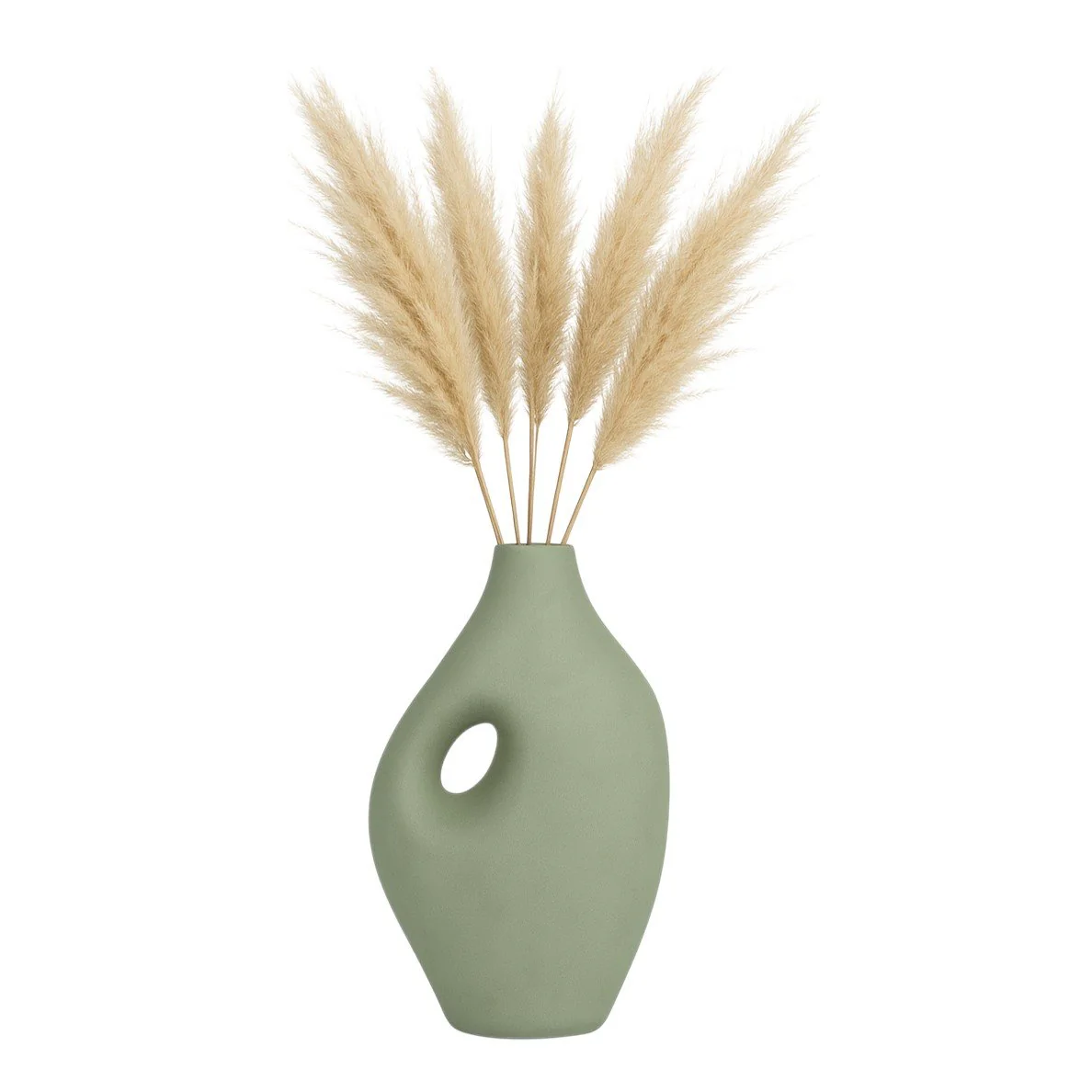 Cer, 12" Nomadic Handle Vase, Dark Sage - Image 2