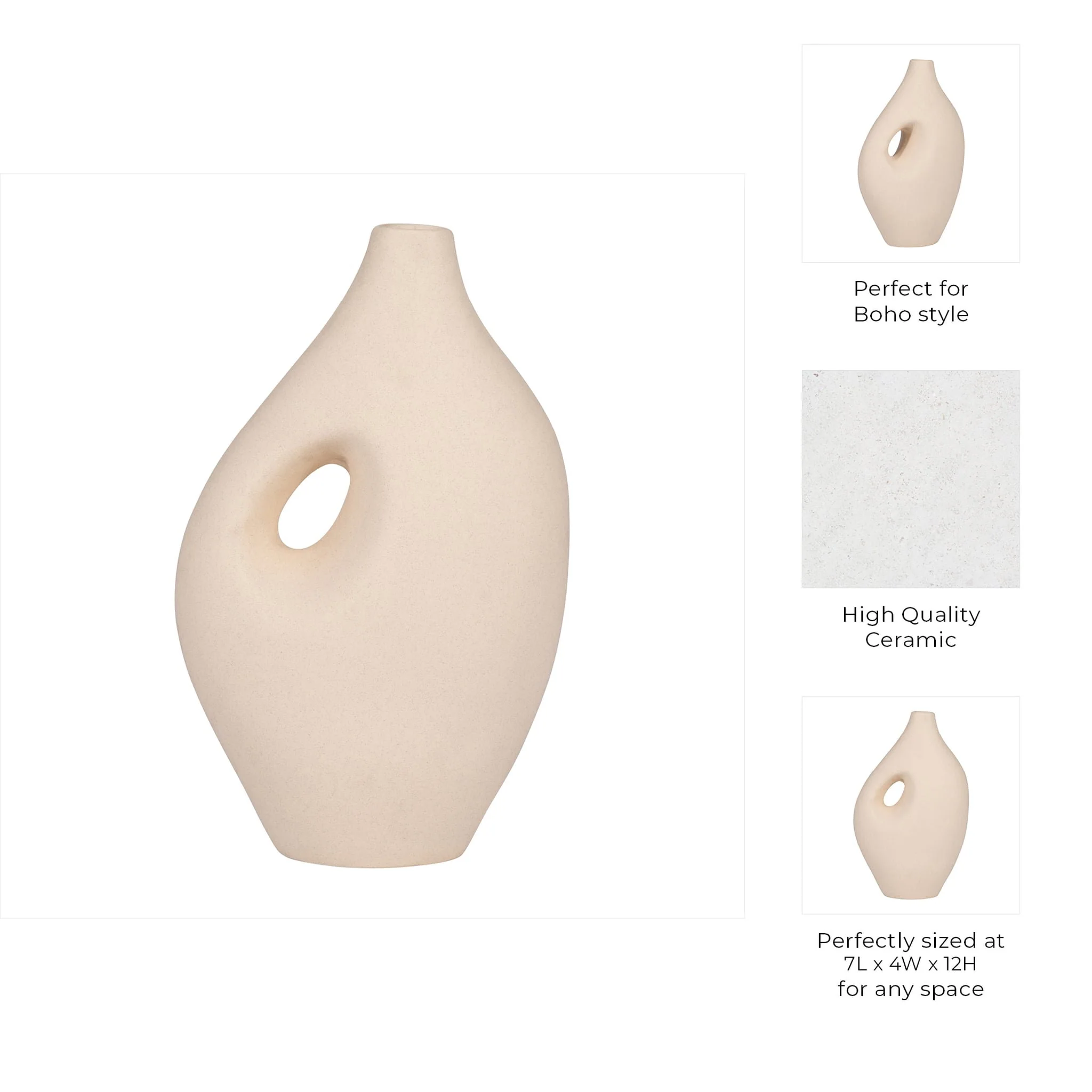 Cer, 12" Nomadic Handle Vase, Ivory - Image 9