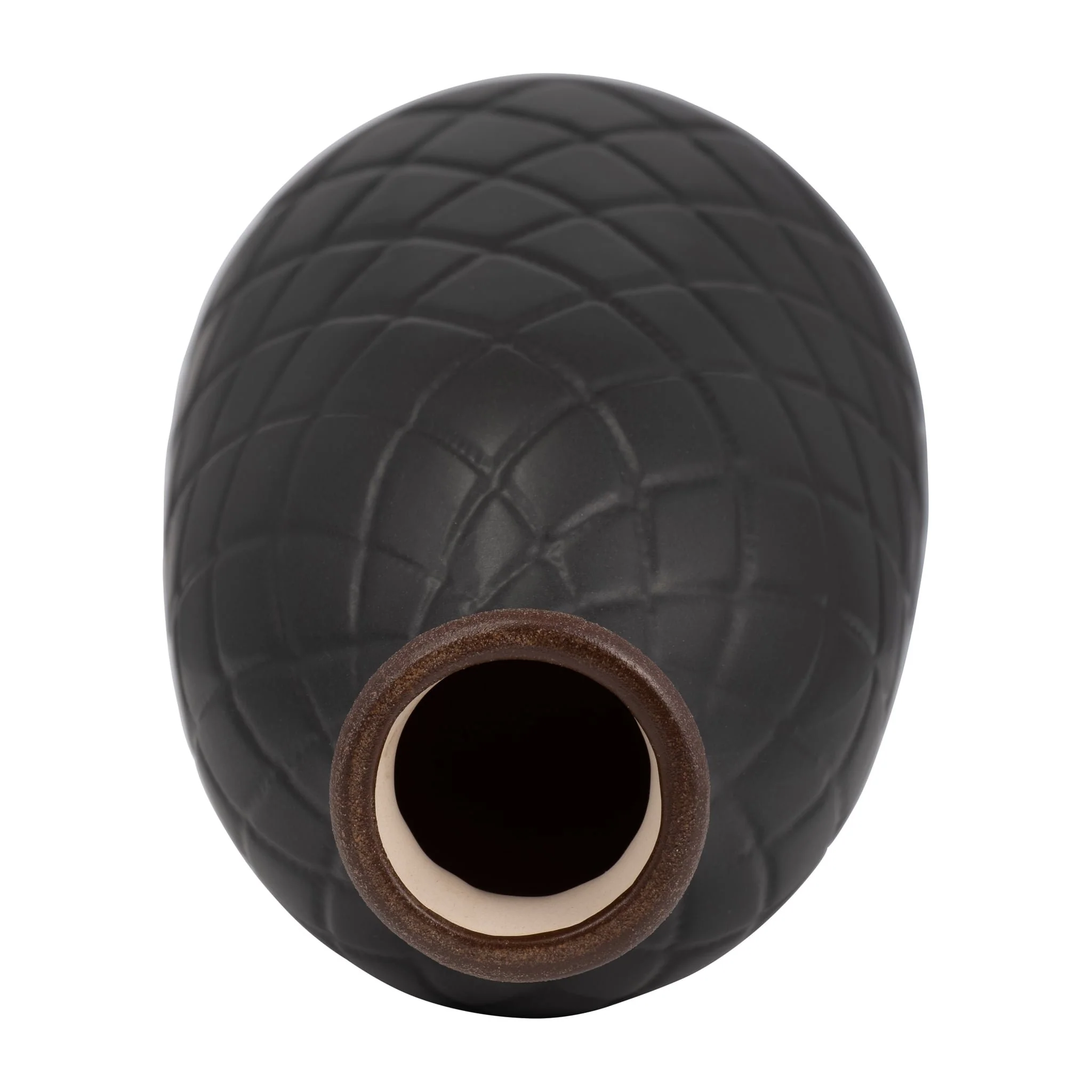 Cer, 12" Plaid Textured Vase, Black - Image 6