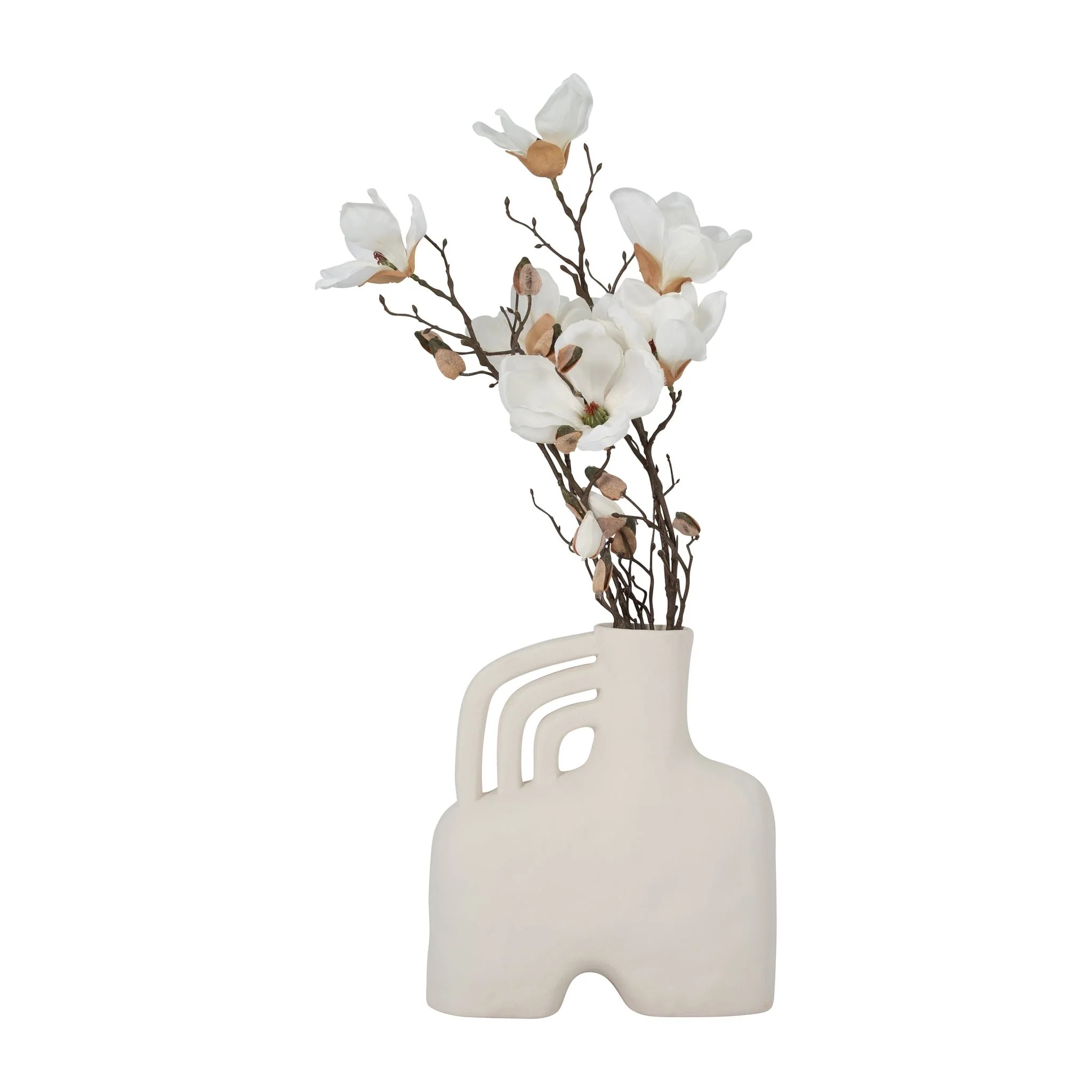 Cer, 12" Rough Triple Handle Vase, Cotton - Image 4