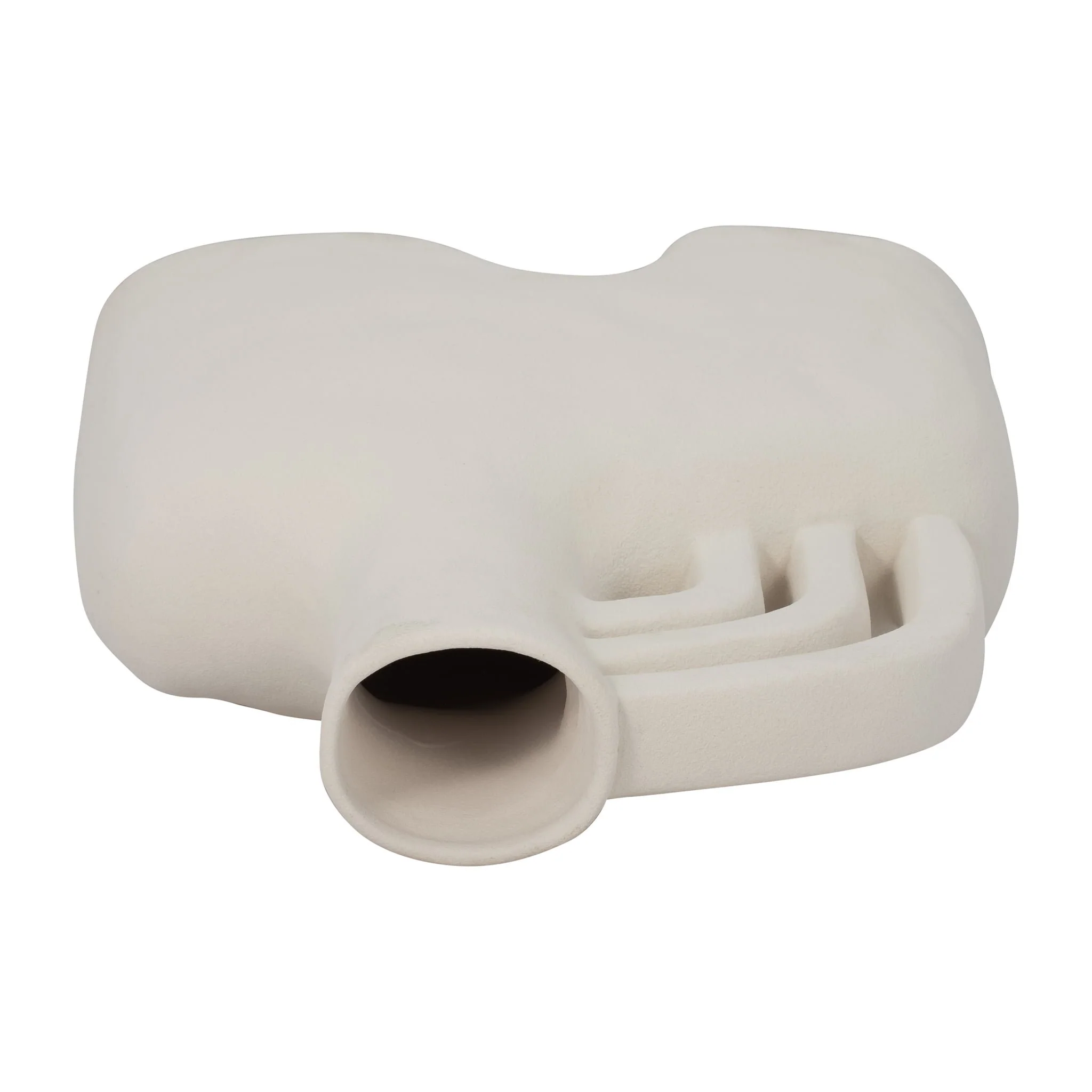 Cer, 12" Rough Triple Handle Vase, Cotton - Image 6