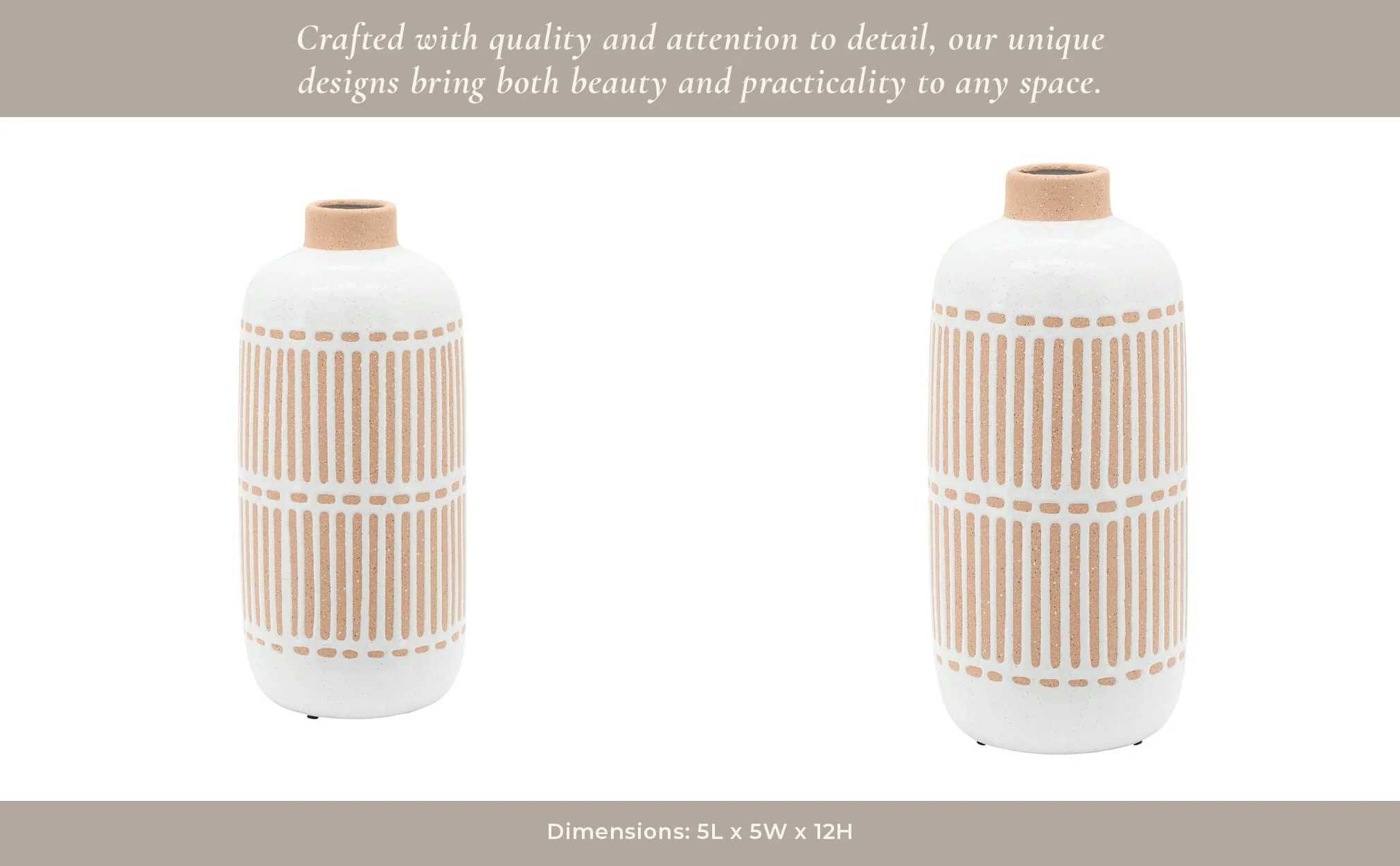 Cer, 12" Round Aztec Vase, Ivory - Image 14