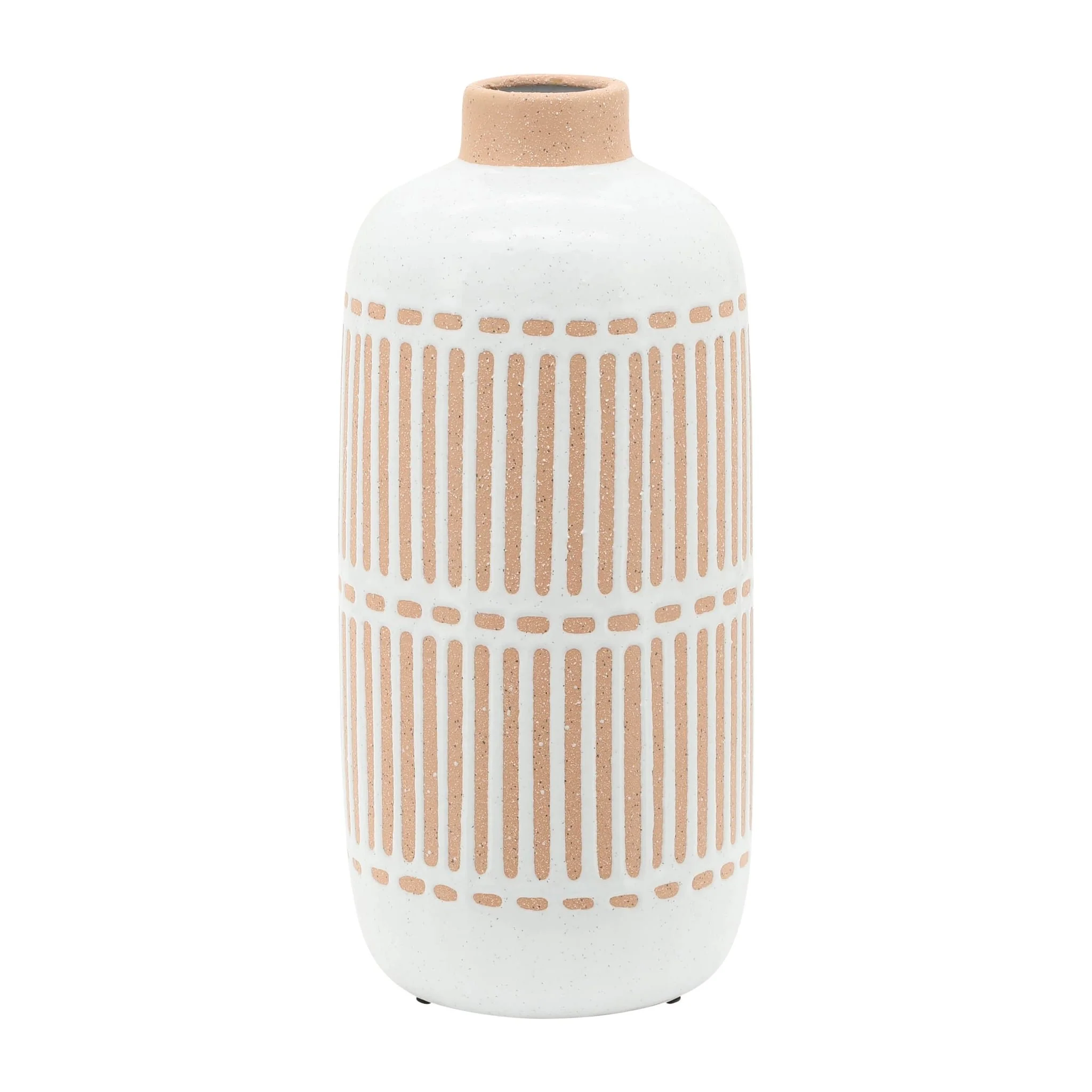 Cer, 12" Round Aztec Vase, Ivory - Image 3