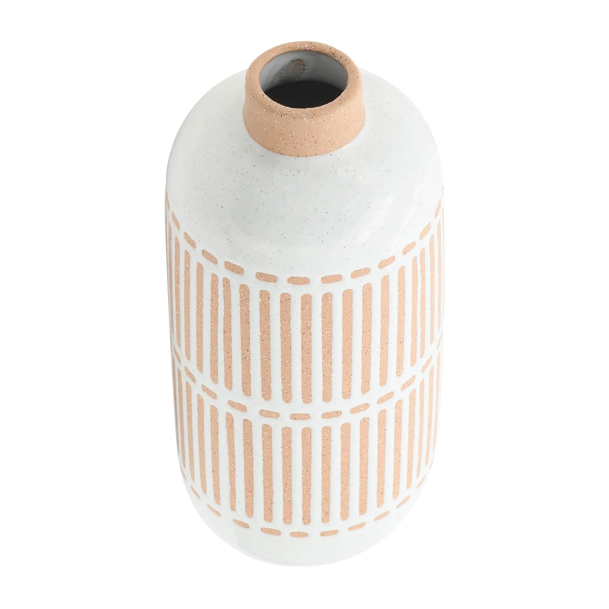 Cer, 12" Round Aztec Vase, Ivory - Image 5