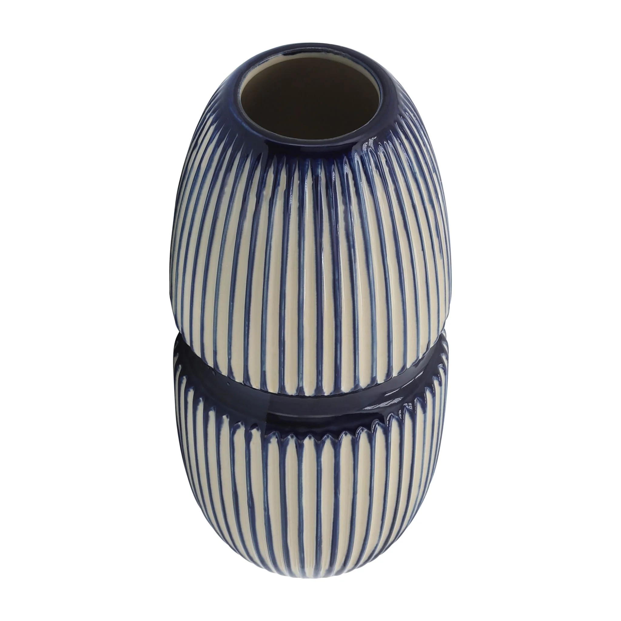 Cer, 12" Round Mallet Vase, Blue - Image 4