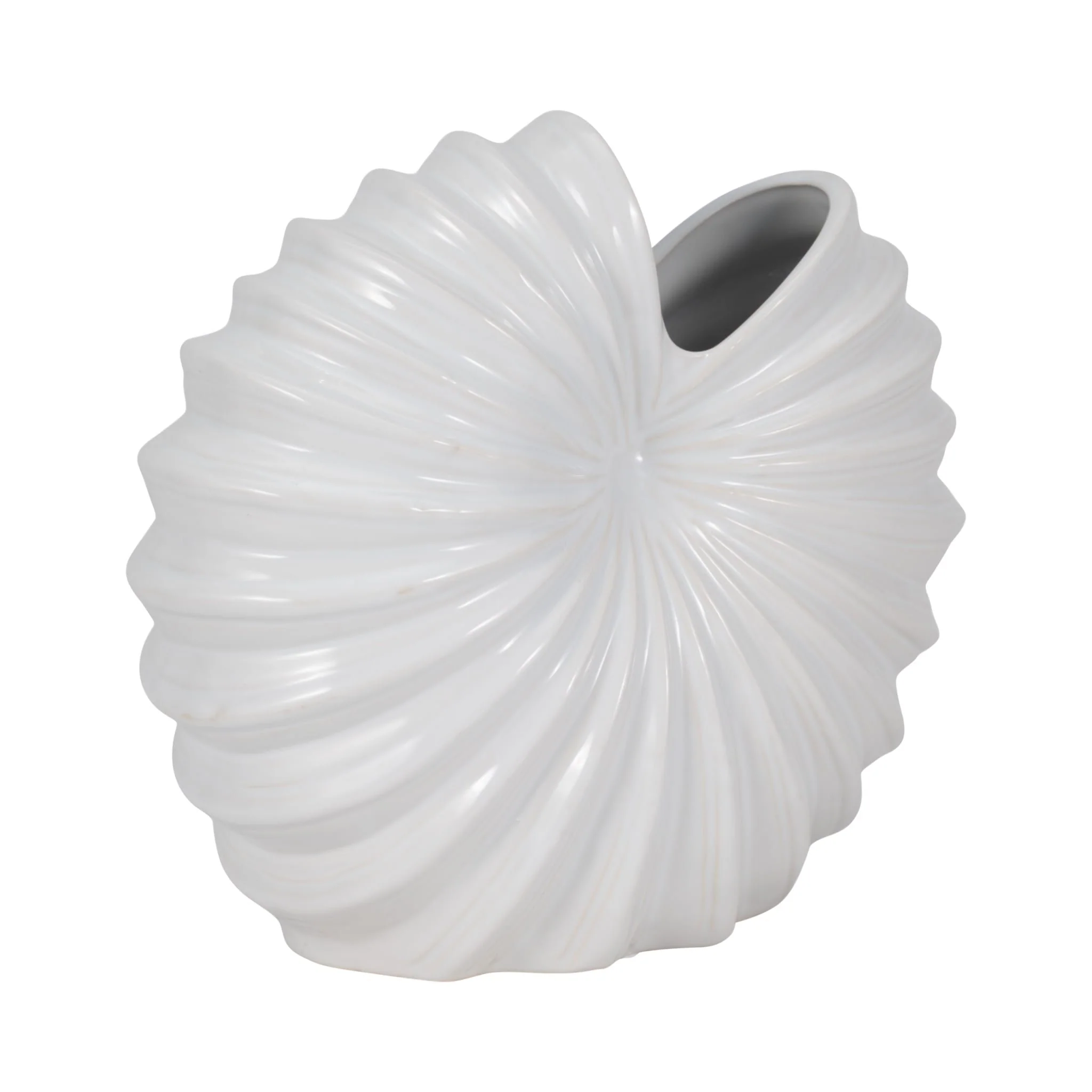 Cer, 12" Shell Vase, White - Image 3
