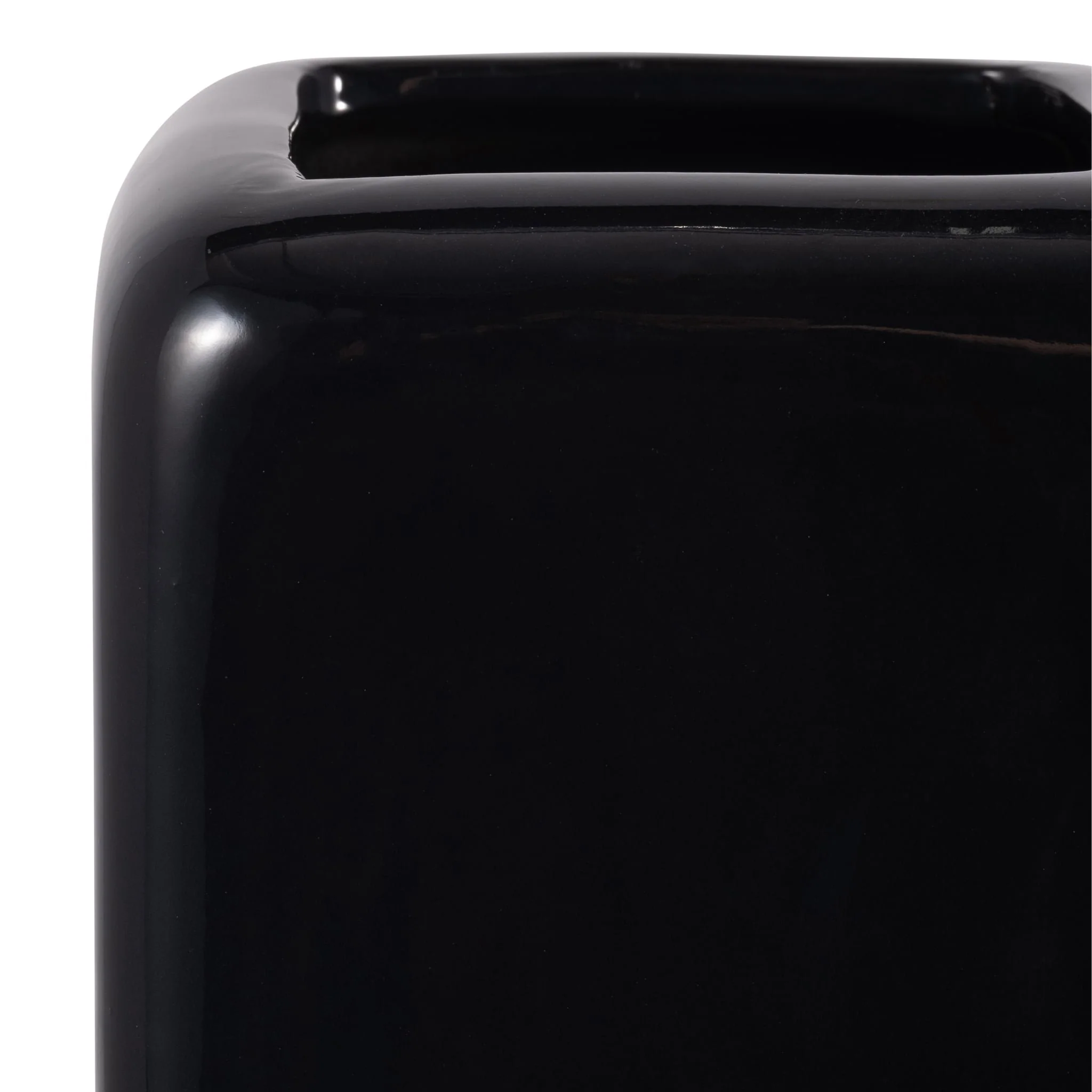 Cer, 12" Squared Grooved Vase, Black - Image 4