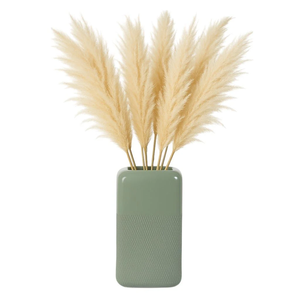 Cer, 12" Squared Grooved Vase, Cucumber - Image 2