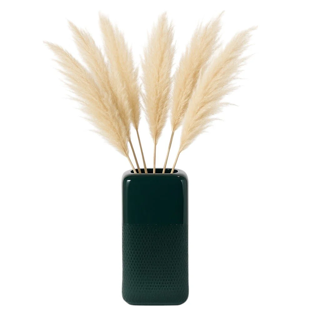 Cer, 12" Squared Grooved Vase, Forest Green - Image 2
