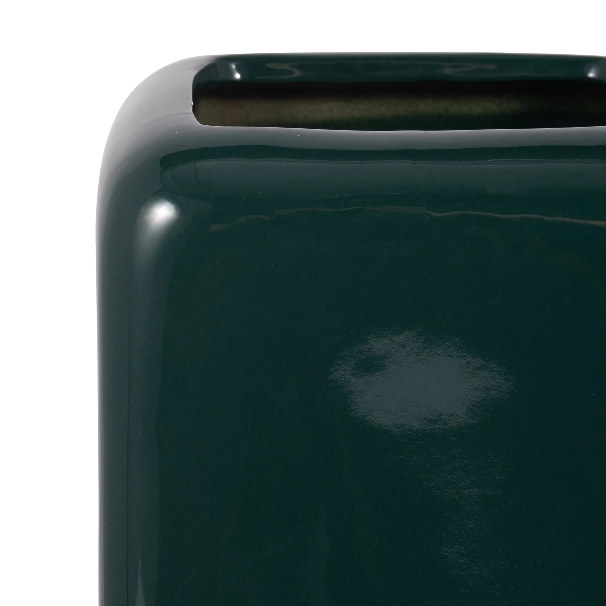 Cer, 12" Squared Grooved Vase, Forest Green - Image 4