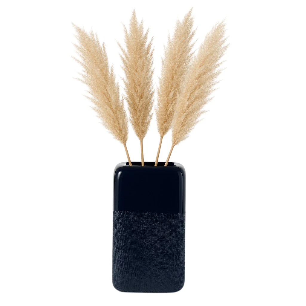 Cer, 12" Squared Grooved Vase, Navy Blue - Image 2