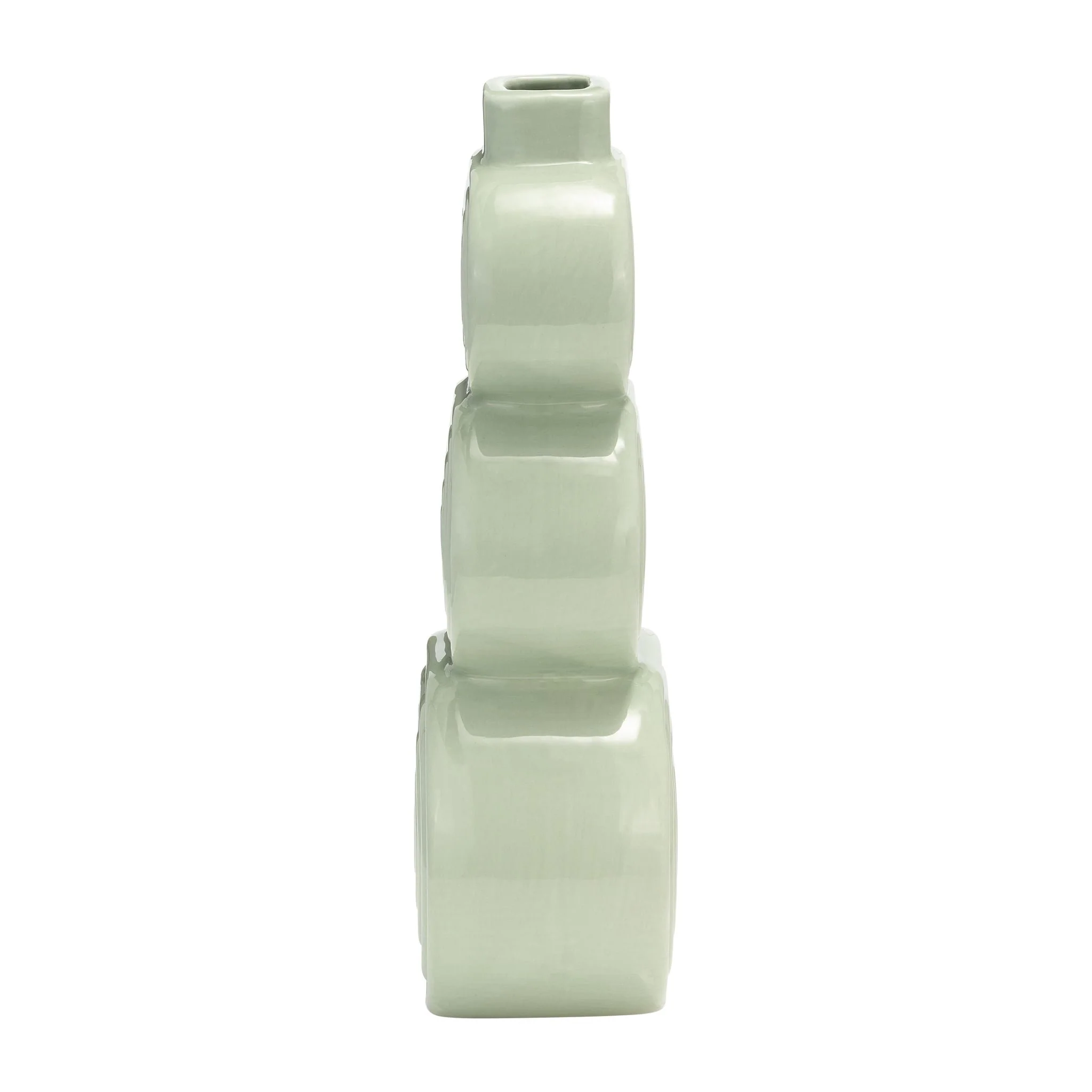 Cer, 12" Stacked Circles Vase, Cucumber - Image 4
