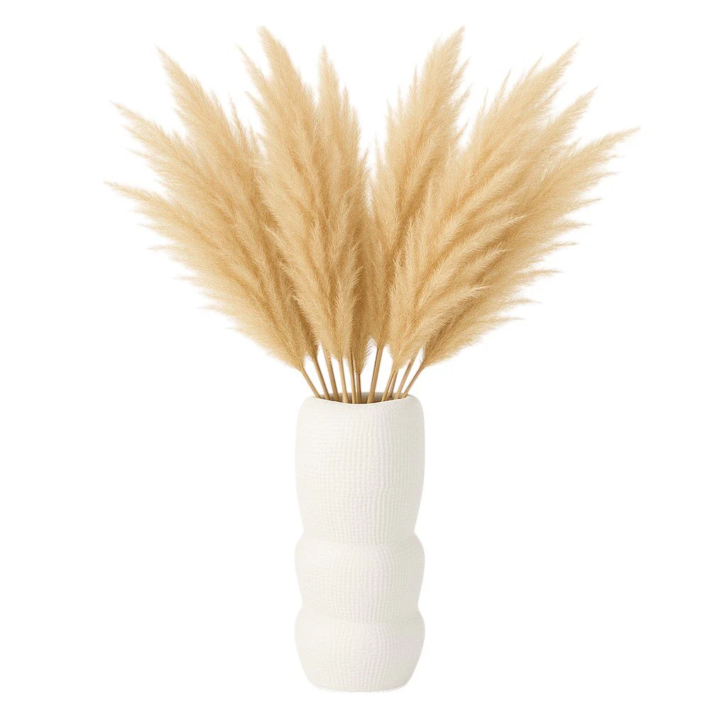 Cer, 12" Waffle Texture Organic Vase, White - Image 2