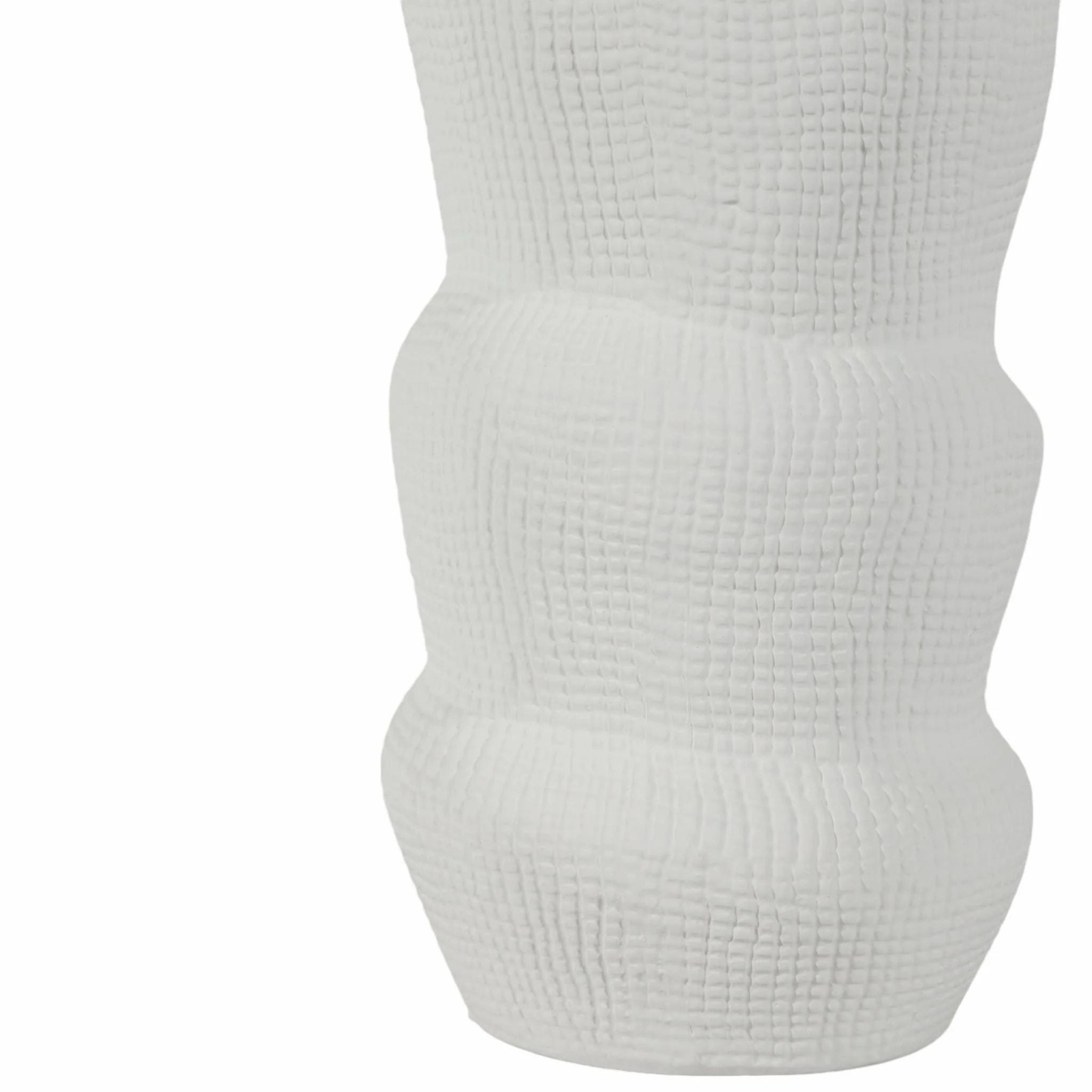 Cer, 12" Waffle Texture Organic Vase, White - Image 5