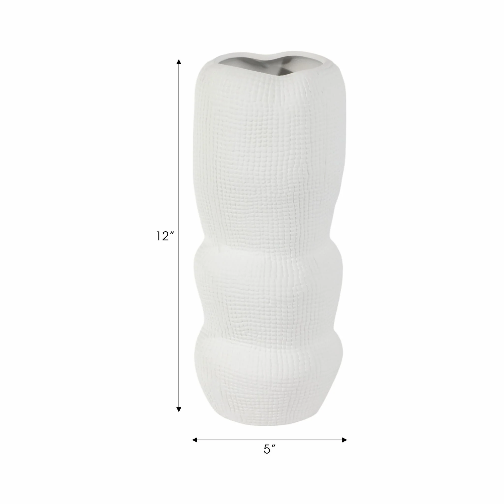 Cer, 12" Waffle Texture Organic Vase, White - Image 8