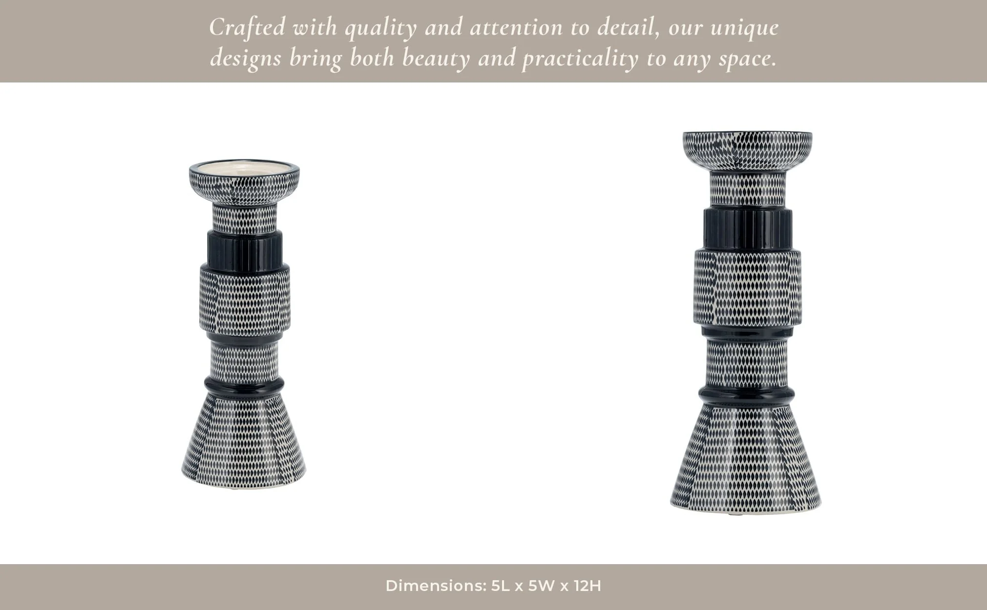Cer,12"dotted Pillar Candle Holder,nvy Blue/cotton - Image 13