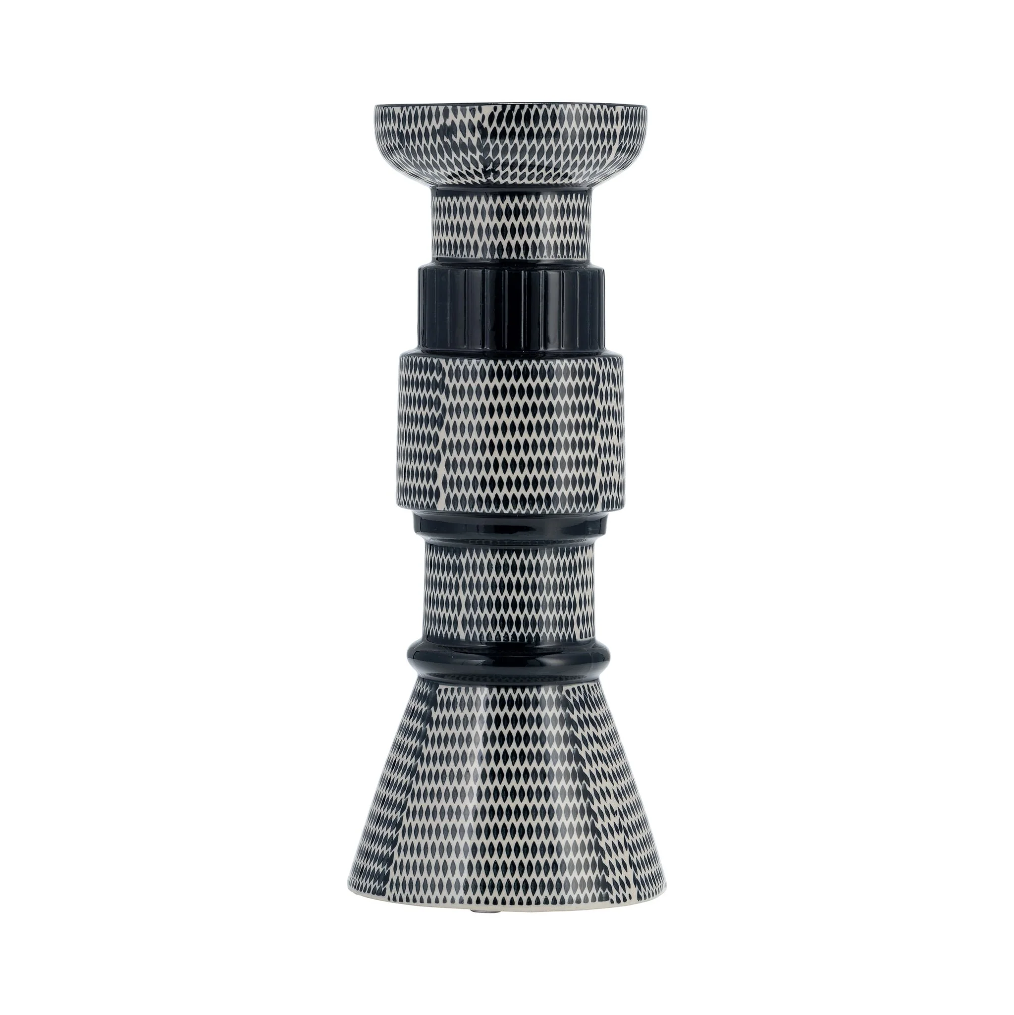 Cer,12"dotted Pillar Candle Holder,nvy Blue/cotton - Image 2