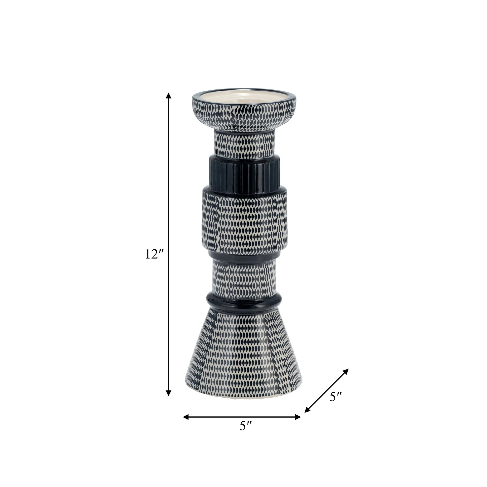 Cer,12"dotted Pillar Candle Holder,nvy Blue/cotton - Image 7
