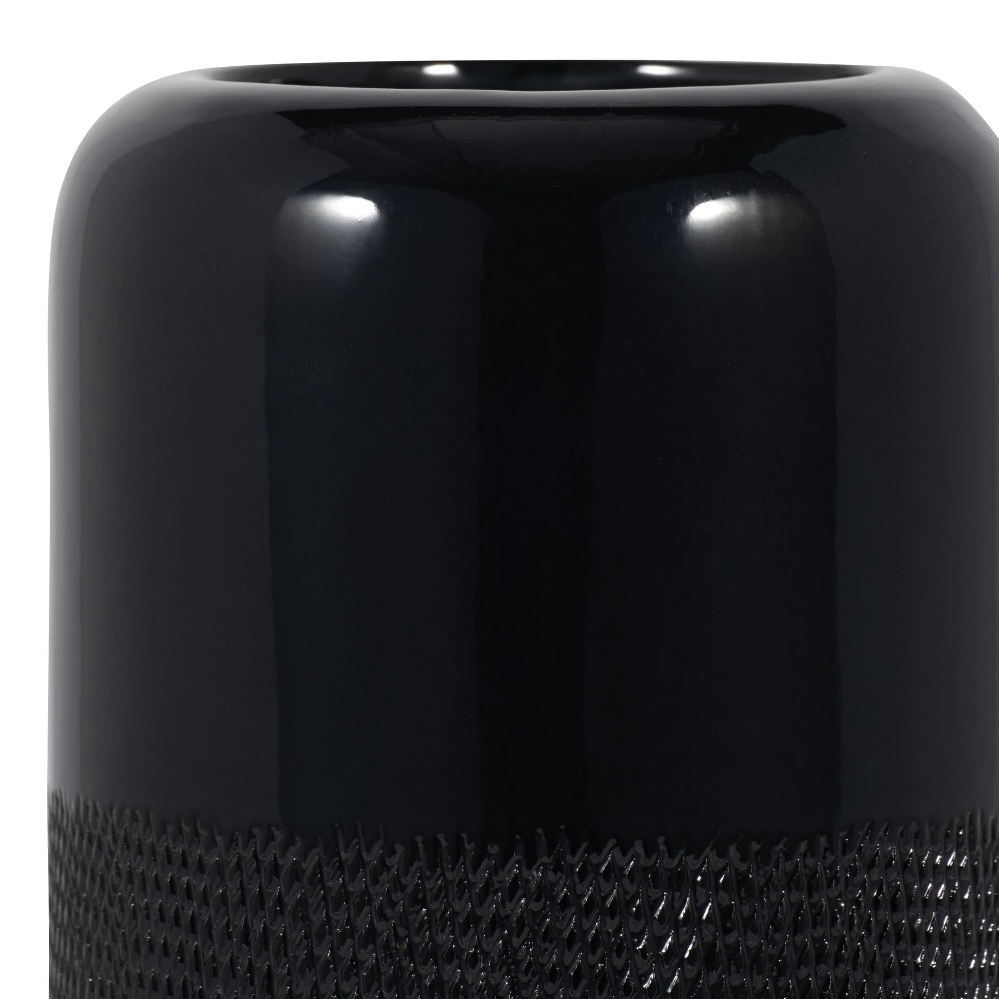Cer, 12"h Grooved Vase, Black - Image 4