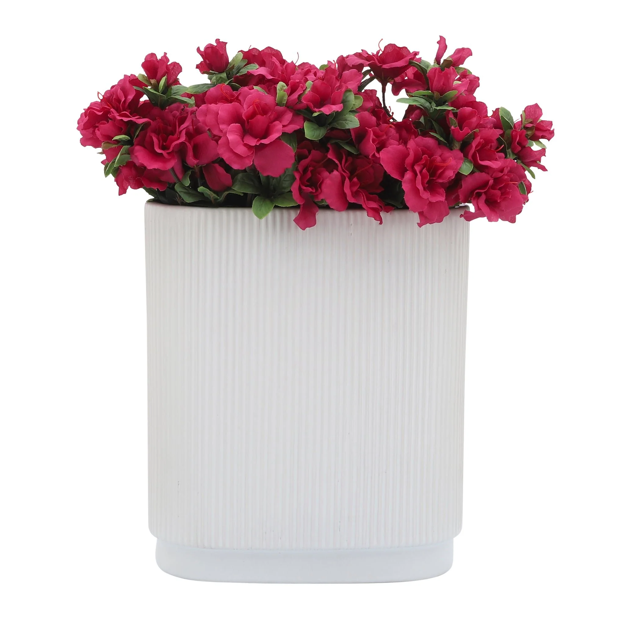 Cer, 12"h Ridged Vase, White - Image 4