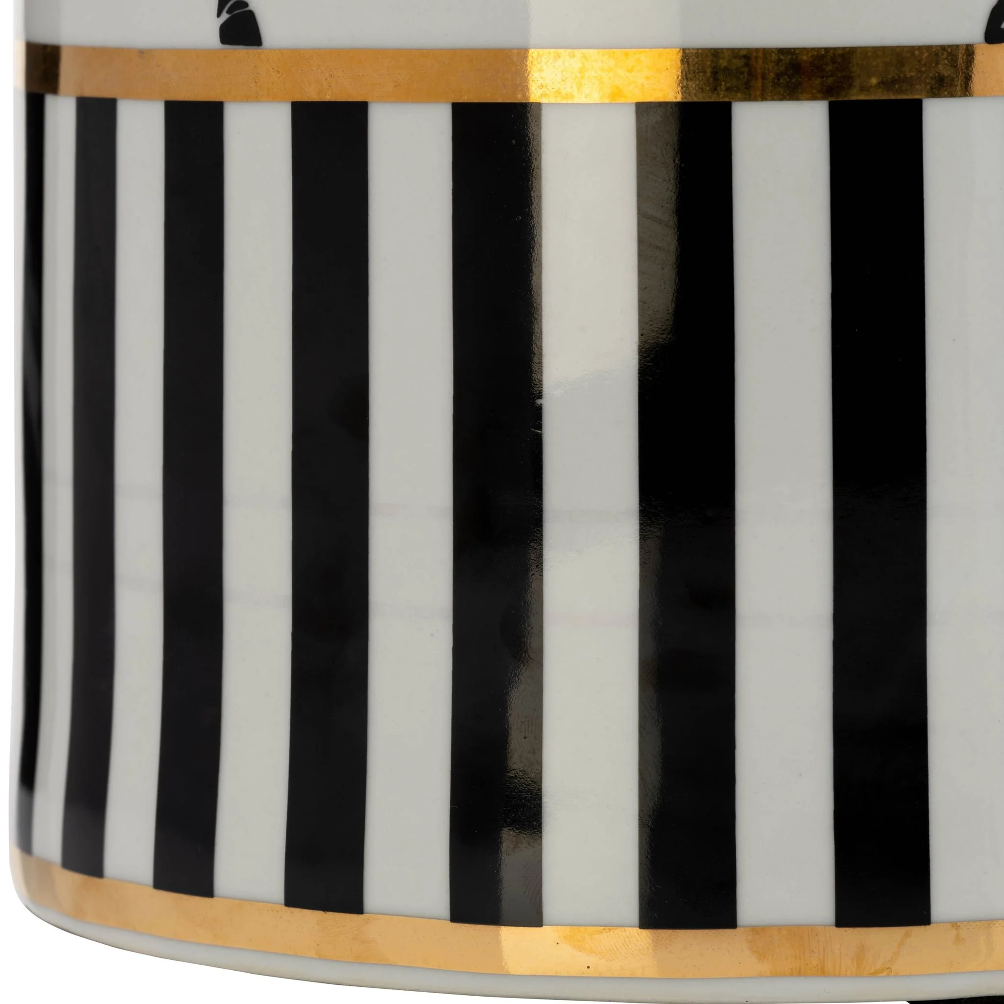 Cer, 12"h Zebra Jar W/ Lid, White/gold - Image 8