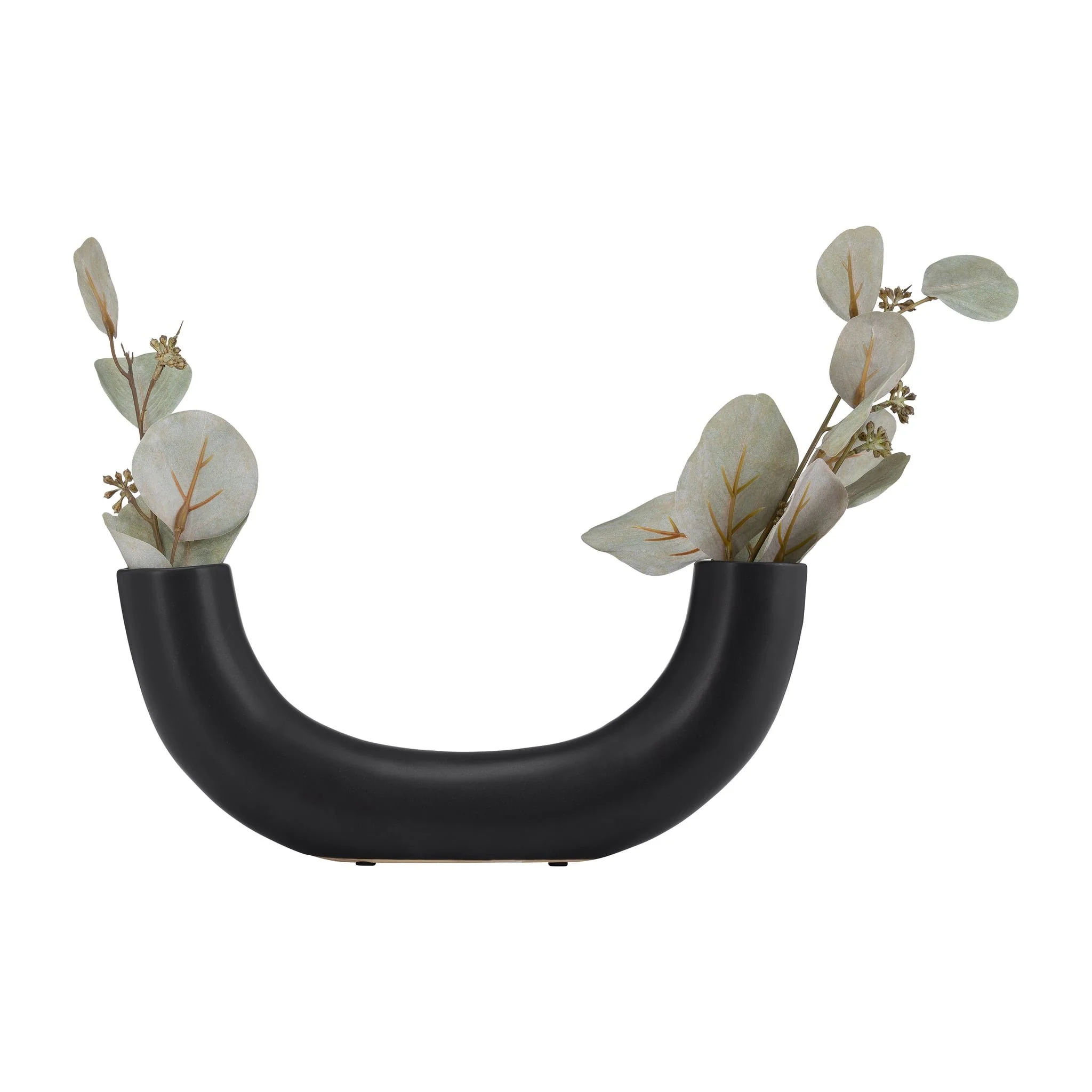 Cer, 12"l Half Circle Vase, Black - Image 2