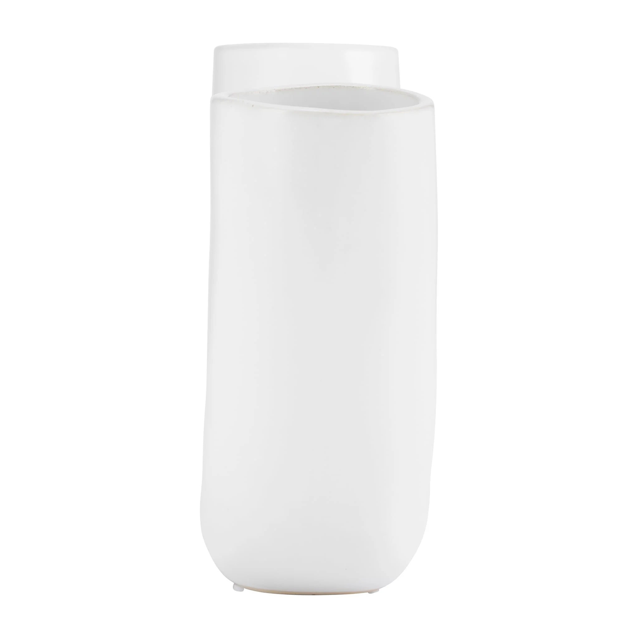 Cer, 12"l Half Circle Vase, White - Image 3