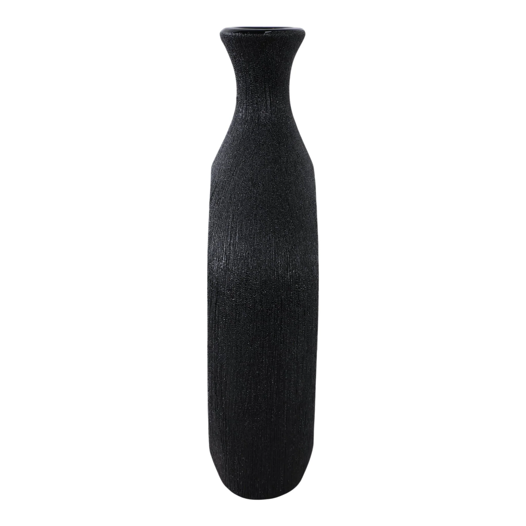 Cer, 13" Beaded Oval Vase Cut-out, Black - Image 2