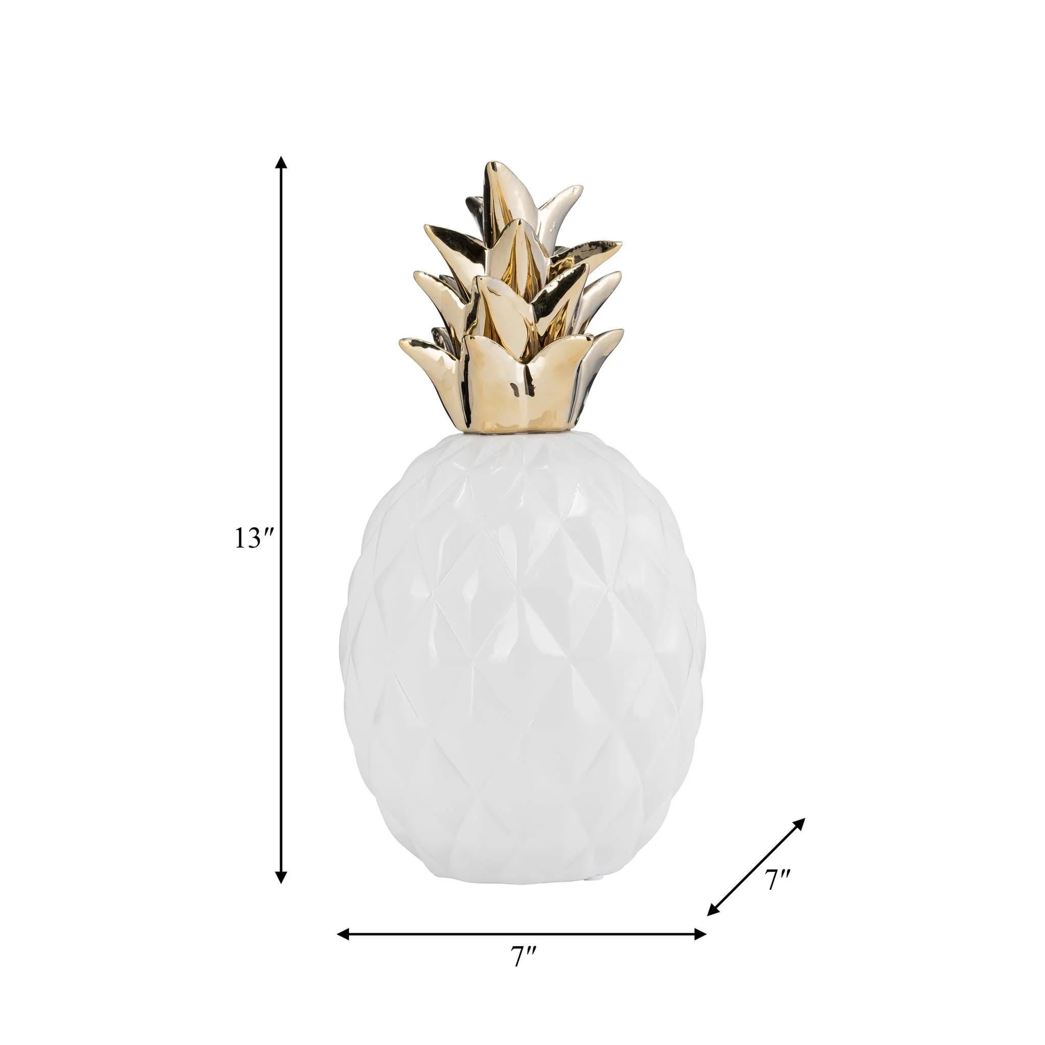 Cer, 13" Pineapple Deco, White - Image 6