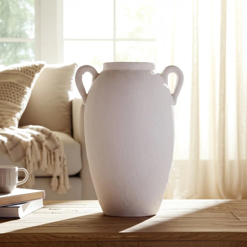 Cer, 13" Textured Jug W/ Handles, White - Image 15