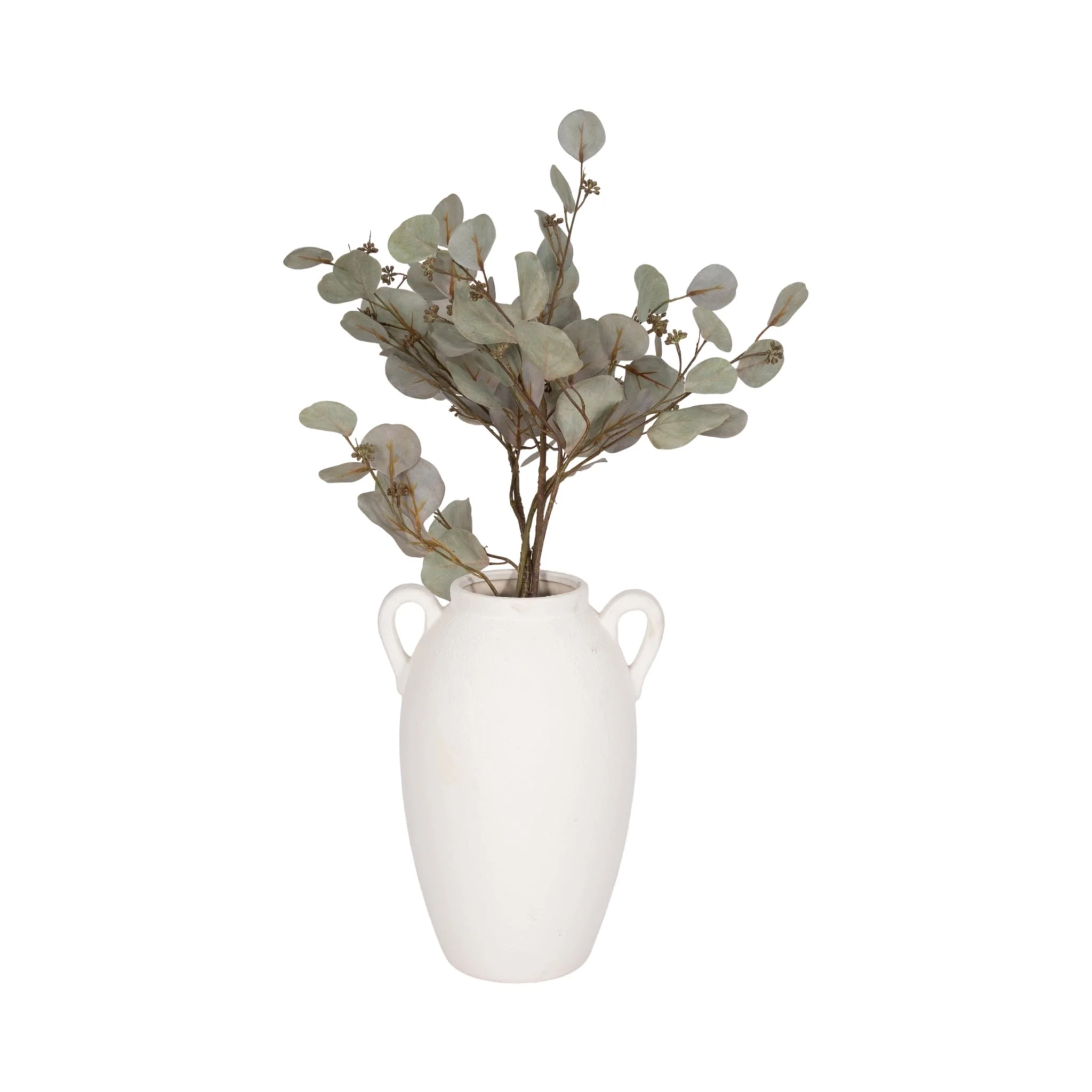 Cer, 13" Textured Jug W/ Handles, White - Image 2