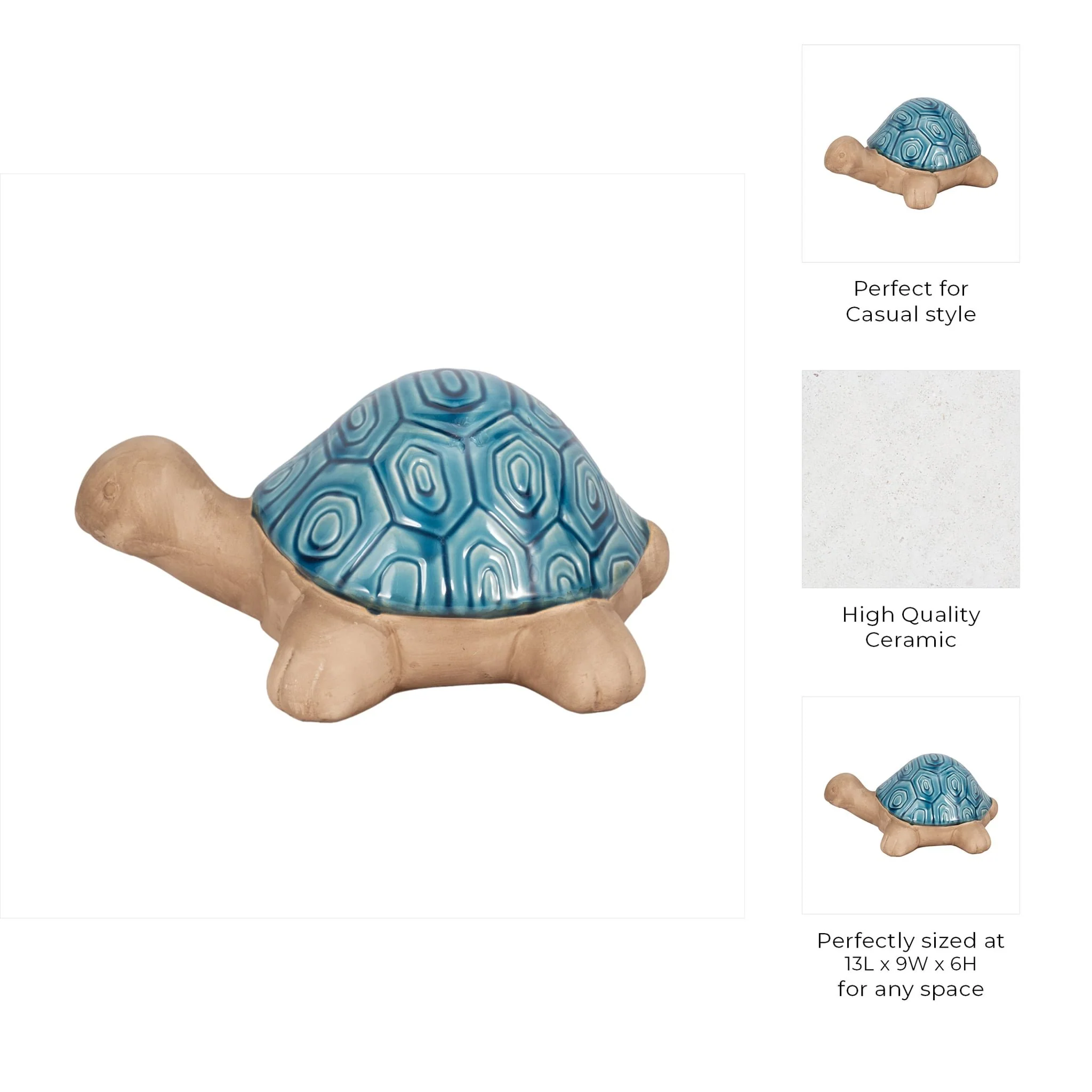 Cer, 13" Tortoise Deco, Turq - Image 9