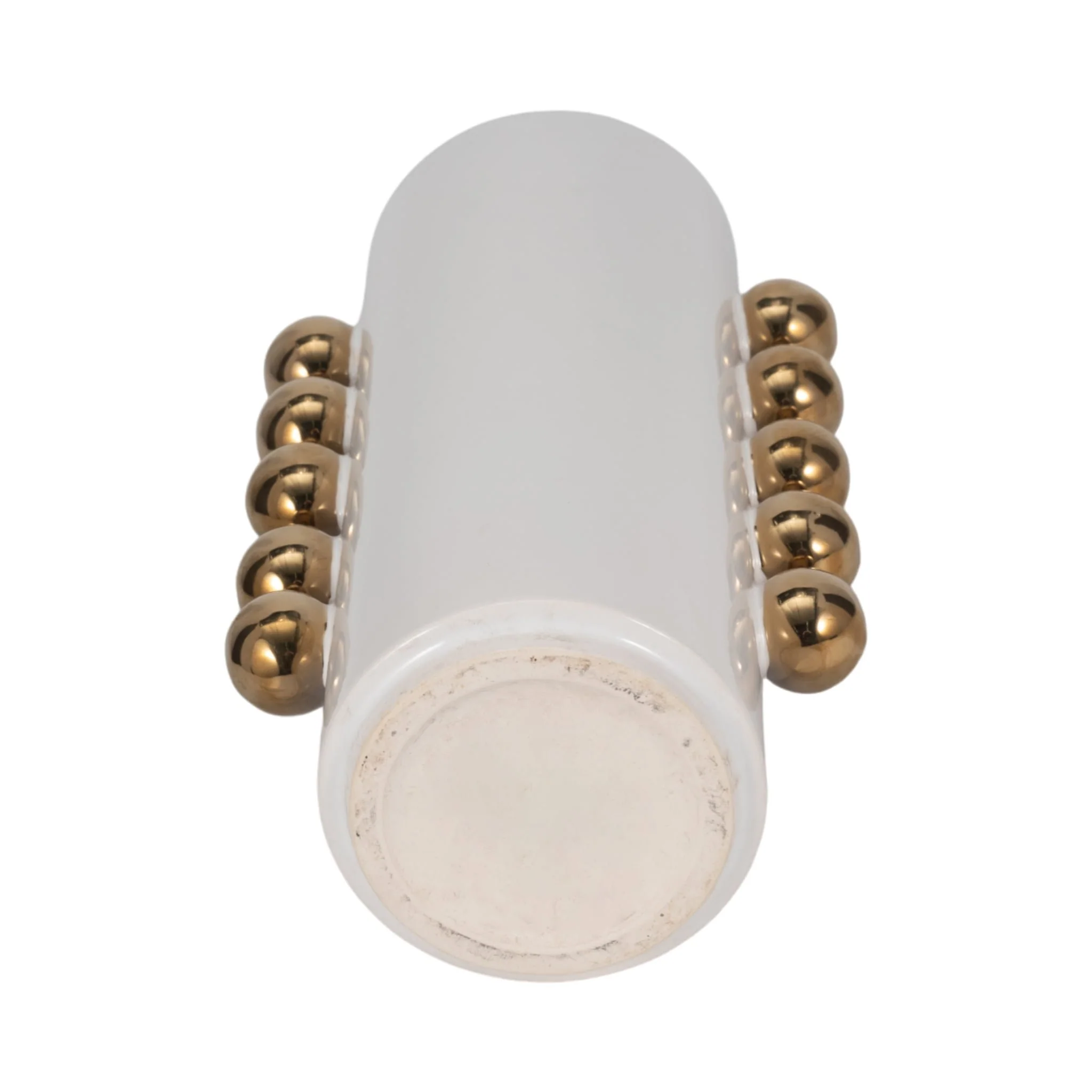 Cer, 13" Vase W/ Side Knobs, White/gold - Image 7