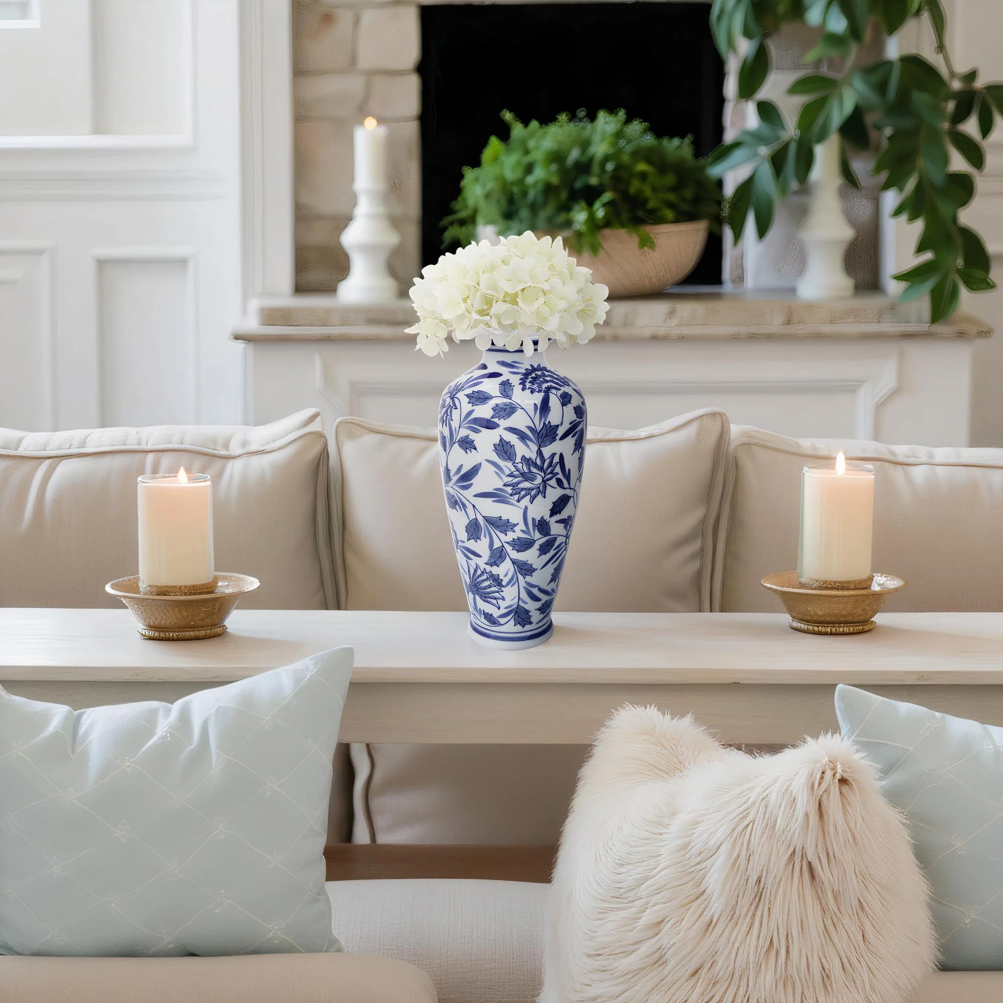 Cer, 13"h Chinoiserie Vase, Blue/white - Image 10