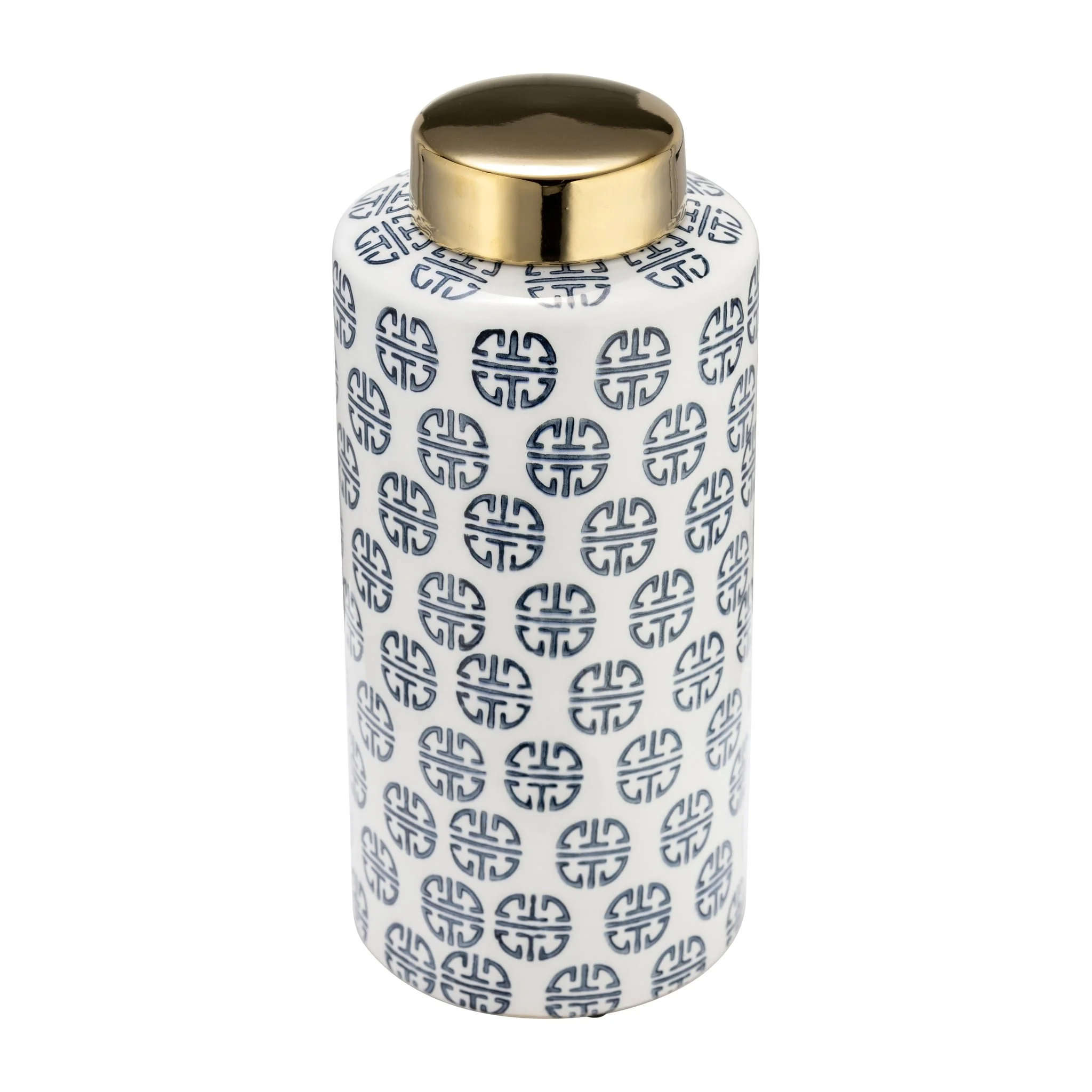 Cer, 13"h Modern Ginger Jar, Navy/white - Image 2