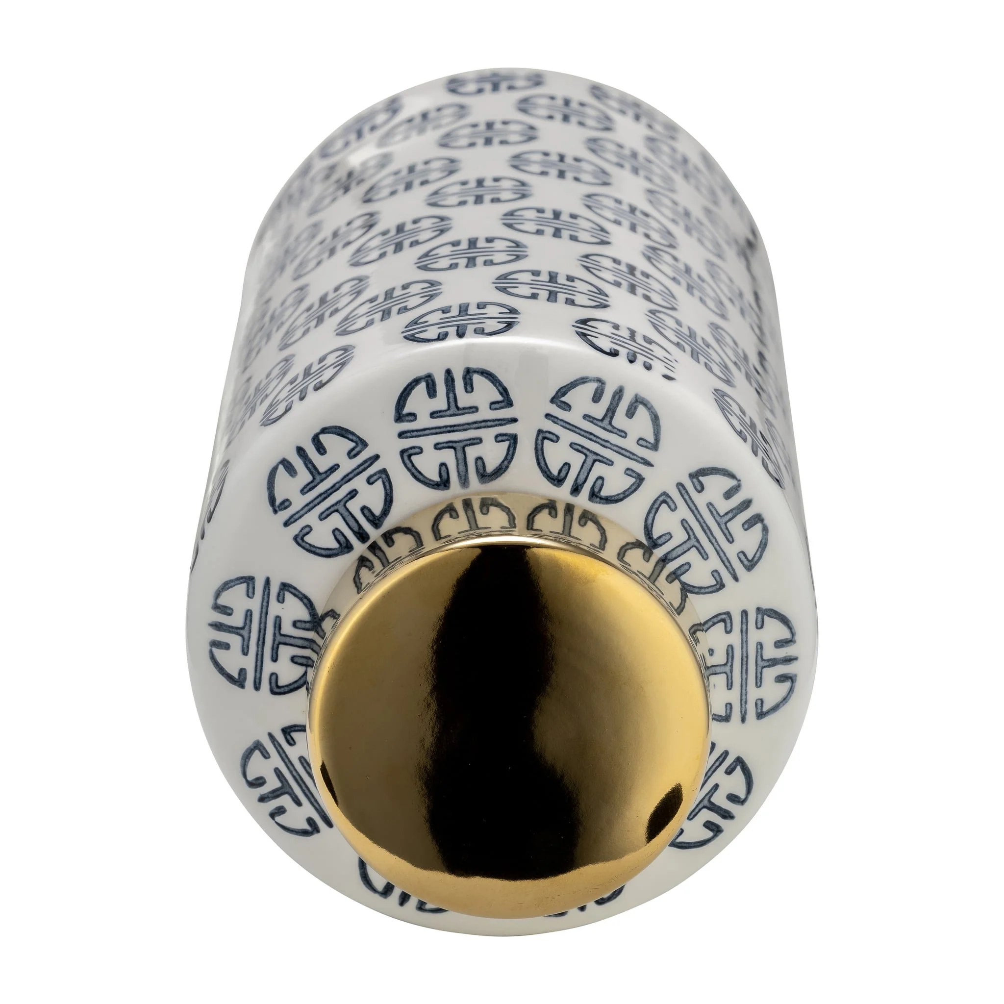 Cer, 13"h Modern Ginger Jar, Navy/white - Image 5