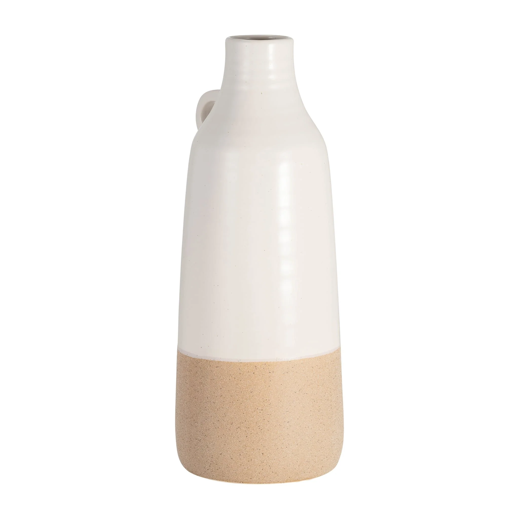 Cer, 14" Bottle Vase, White/tan - Image 3